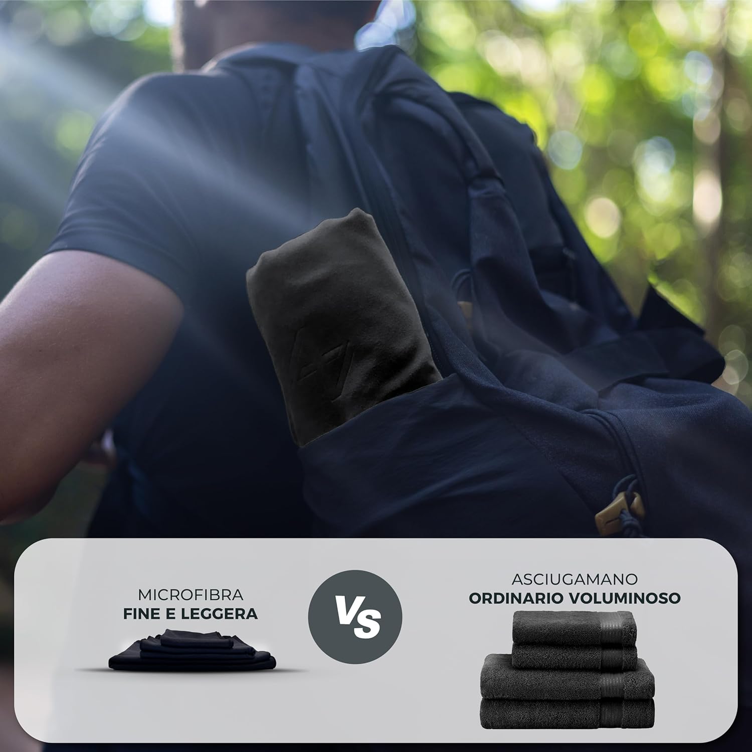 Asciugamano Palestra Microfibra (Set di 3), Nero - immagine 2