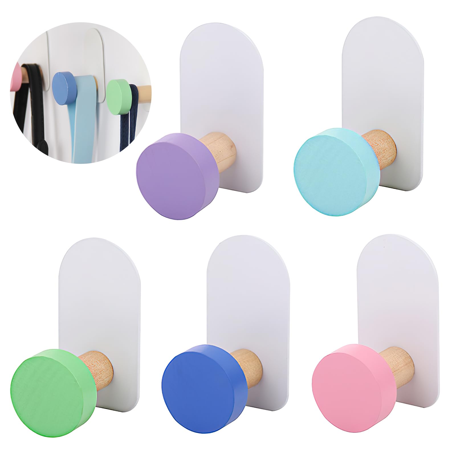 Gancio da Parete Autoadesivo (5 Pezzi), Colorato