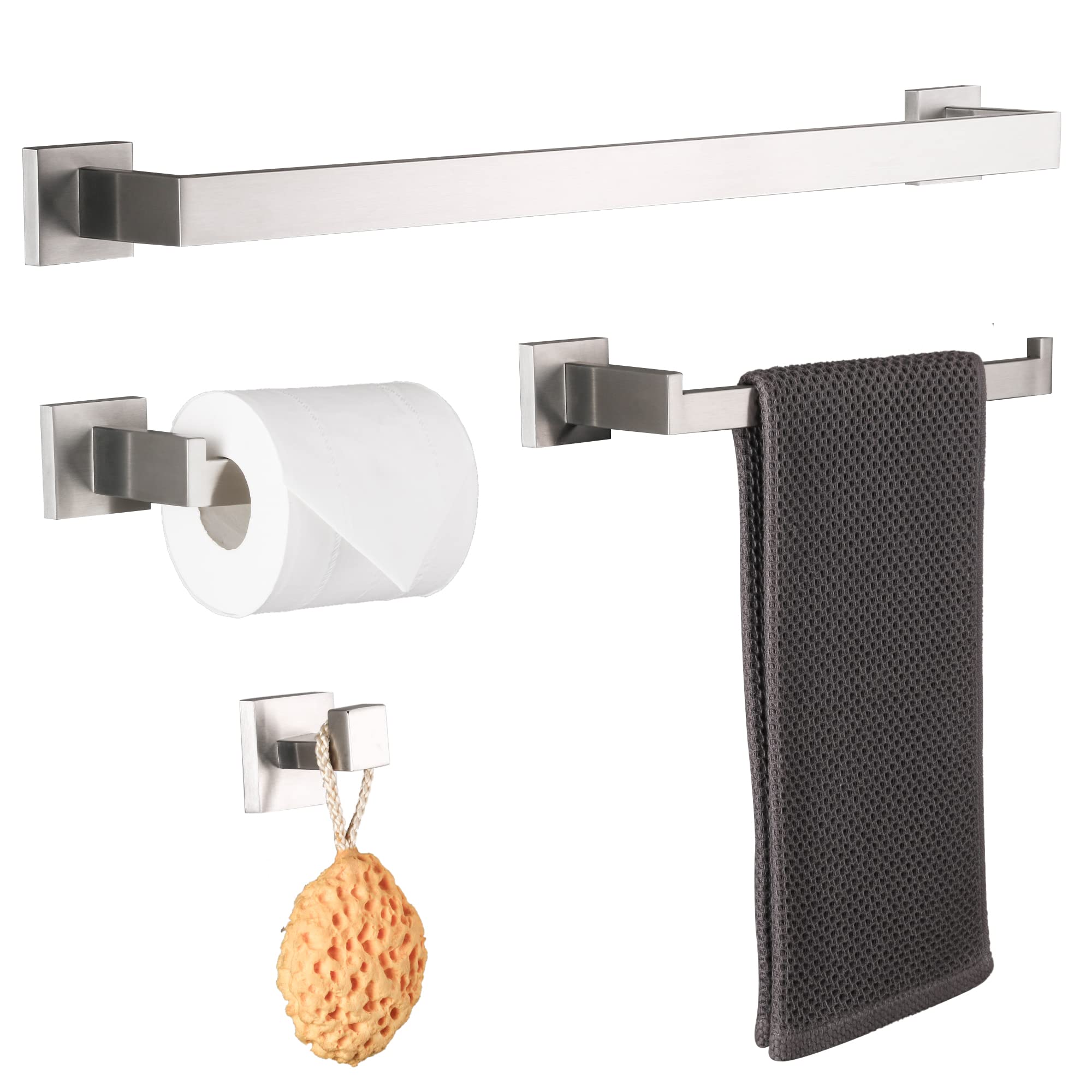 Dufu Set 4 Accessori Bagno Parete Acciaio Inox Argento