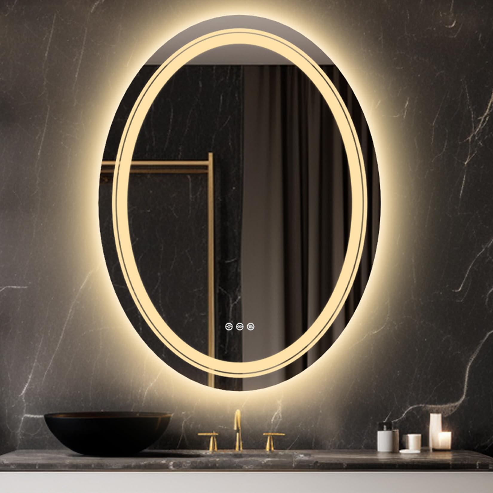 Luvodi Specchio LED da Bagno Ovale 60x80cm