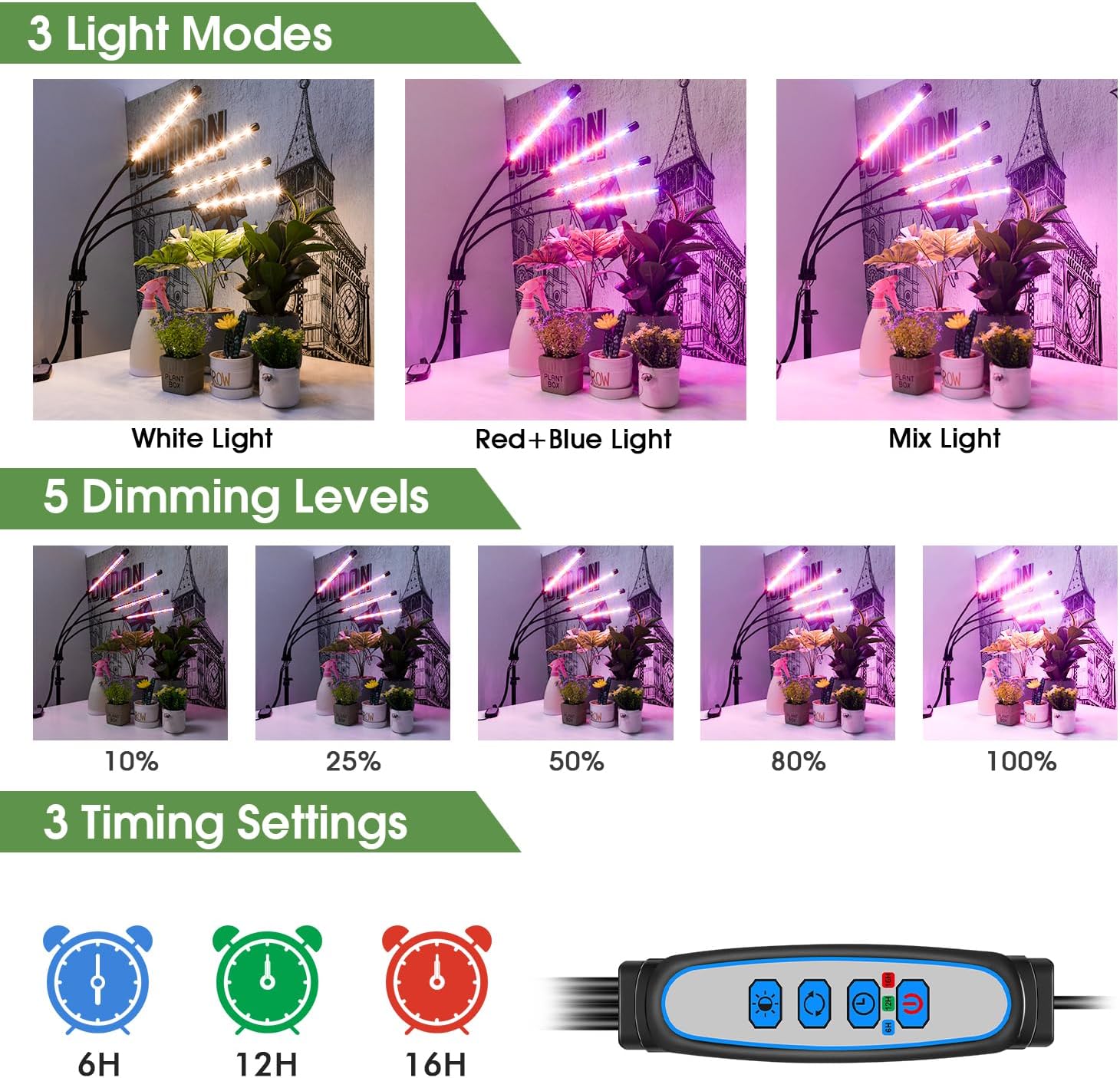 wolezek Lampada per Piante con Treppiede e Controller RF - immagine 3
