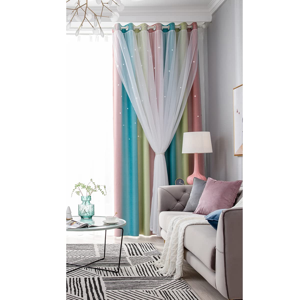 Ele Eleoption Tende Oscuranti con Stelle (Rosa, 134x210 cm)