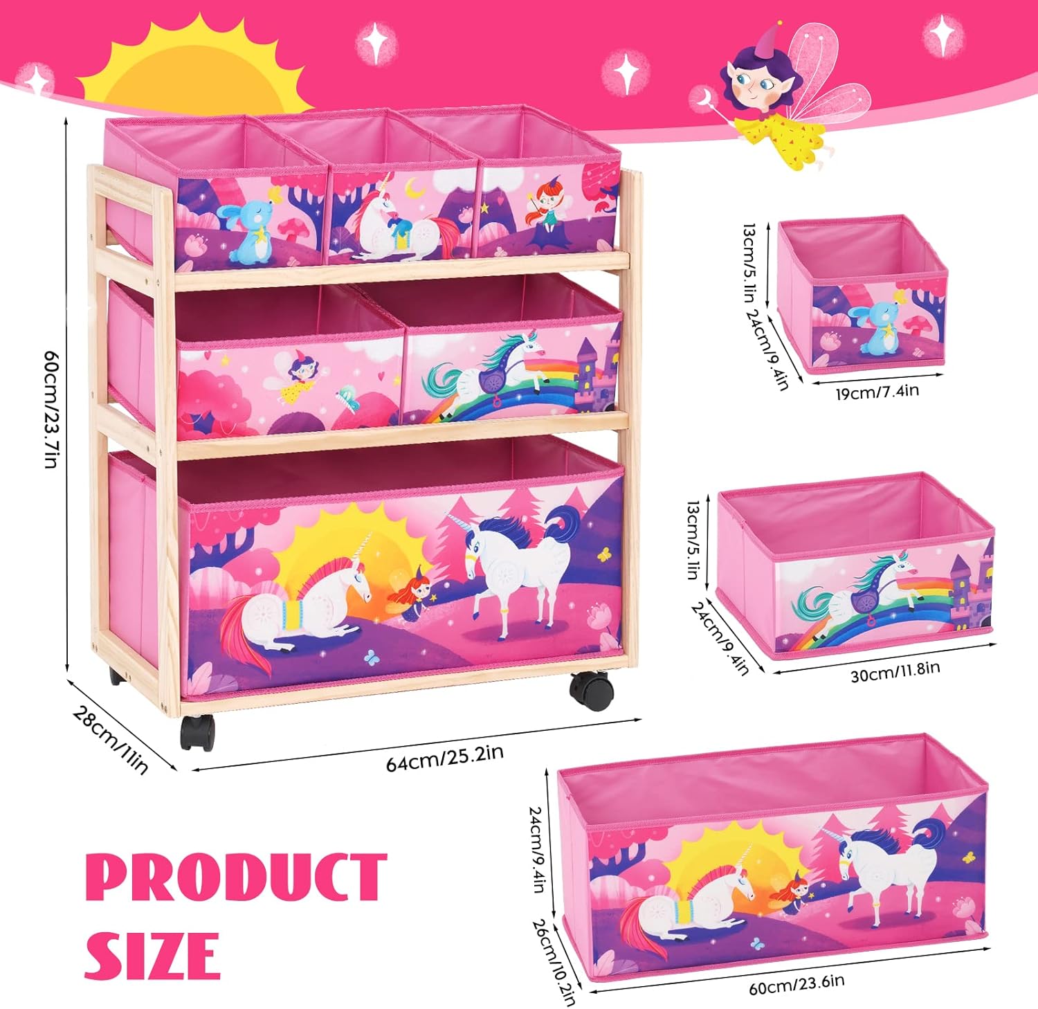 Organizer Giocattoli per Bambini con 6 Contenitori - immagine 2