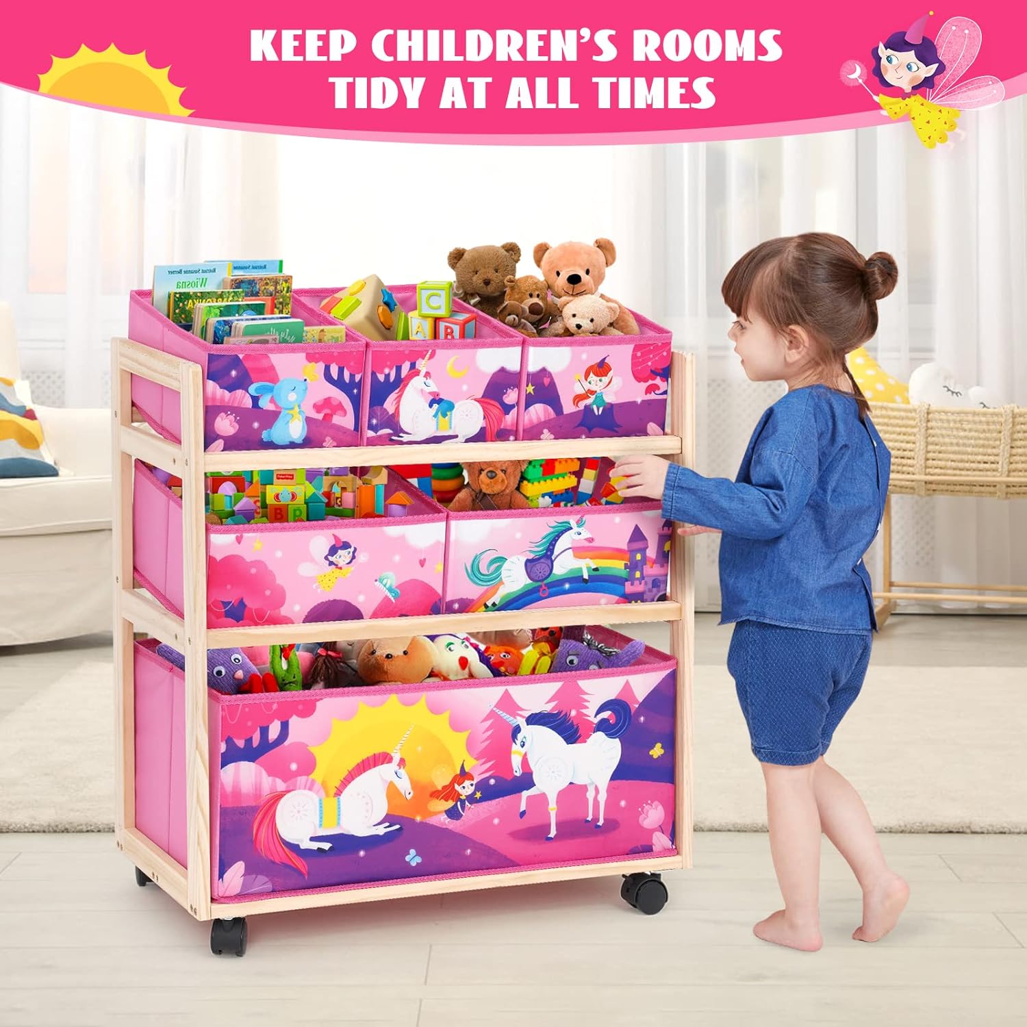 Organizer Giocattoli per Bambini con 6 Contenitori - immagine 5