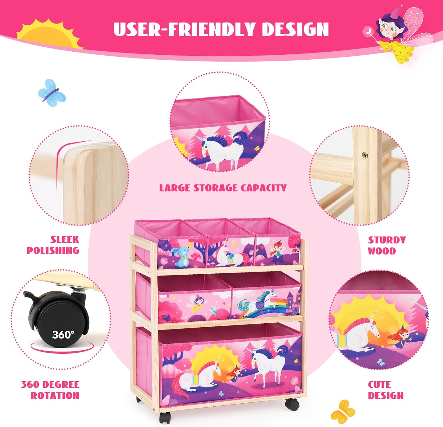 Organizer Giocattoli per Bambini con 6 Contenitori - immagine 7