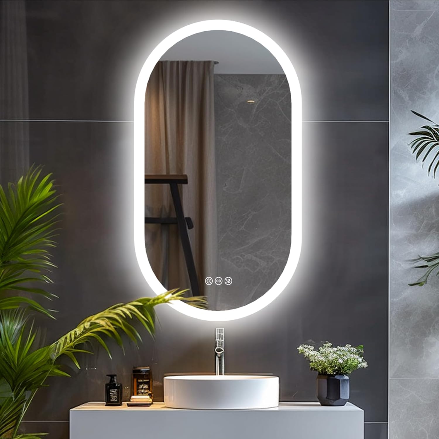 Luvodi Specchio Bagno Retroilluminato LED Ovale 80x50 cm - immagine 1
