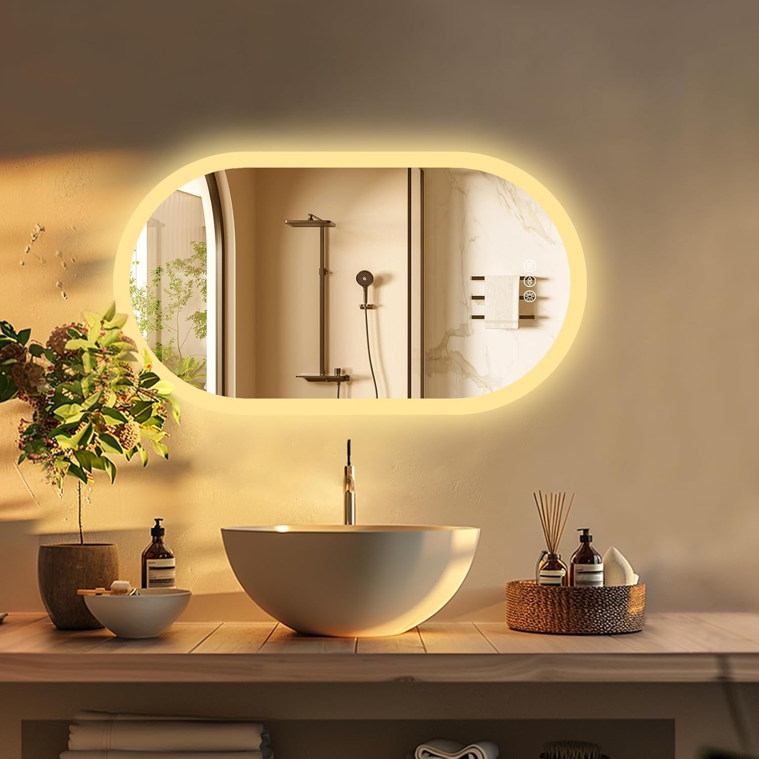 Luvodi Specchio Bagno Retroilluminato LED Ovale 80x50 cm - immagine 2