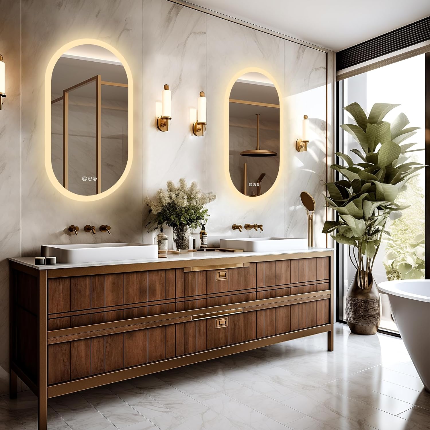 Luvodi Specchio Bagno Retroilluminato LED Ovale 80x50 cm - immagine 3