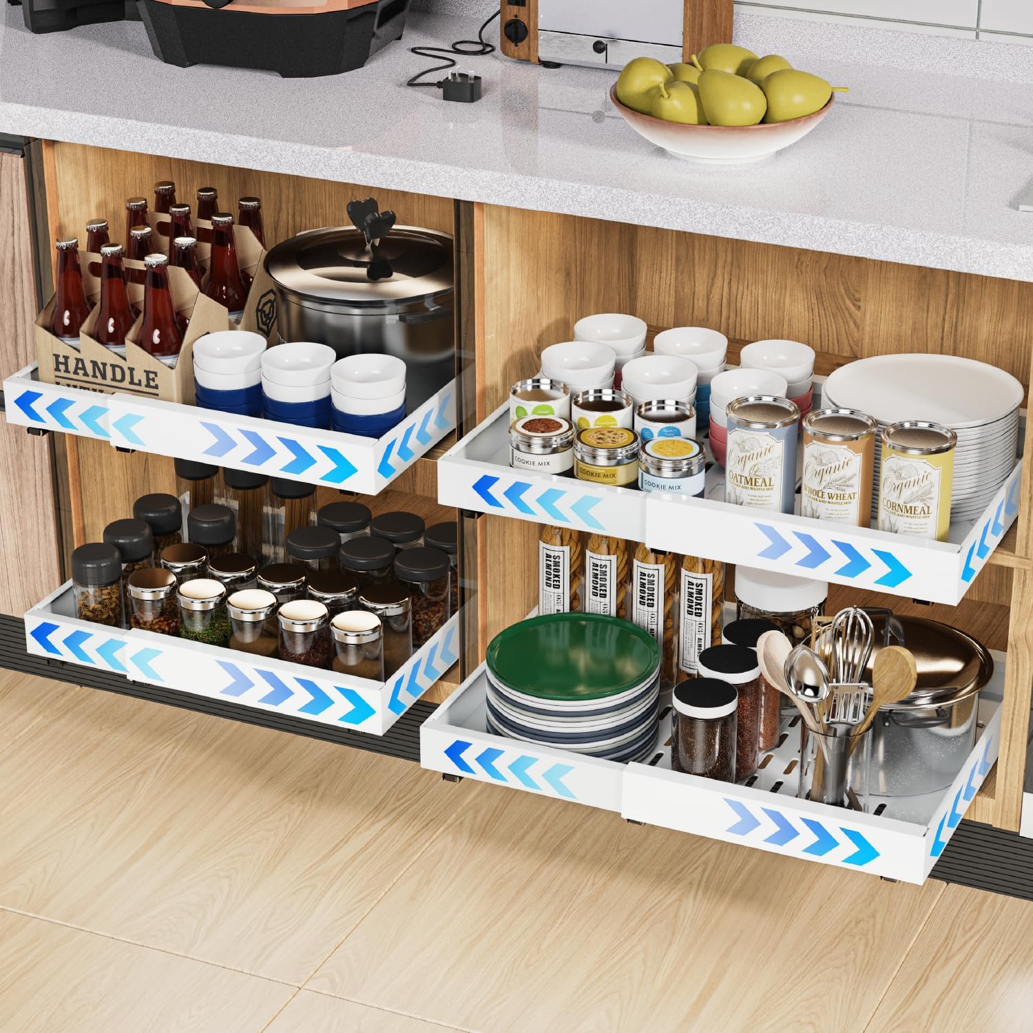 Confezione 4 Organizer Estensibile per Armadi, Bianco - immagine 1