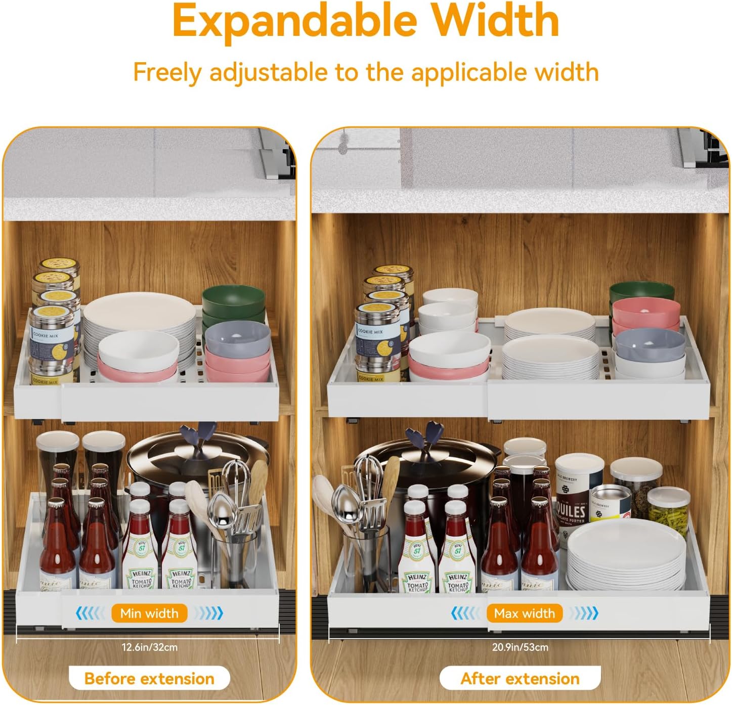 Confezione 4 Organizer Estensibile per Armadi, Bianco - immagine 4