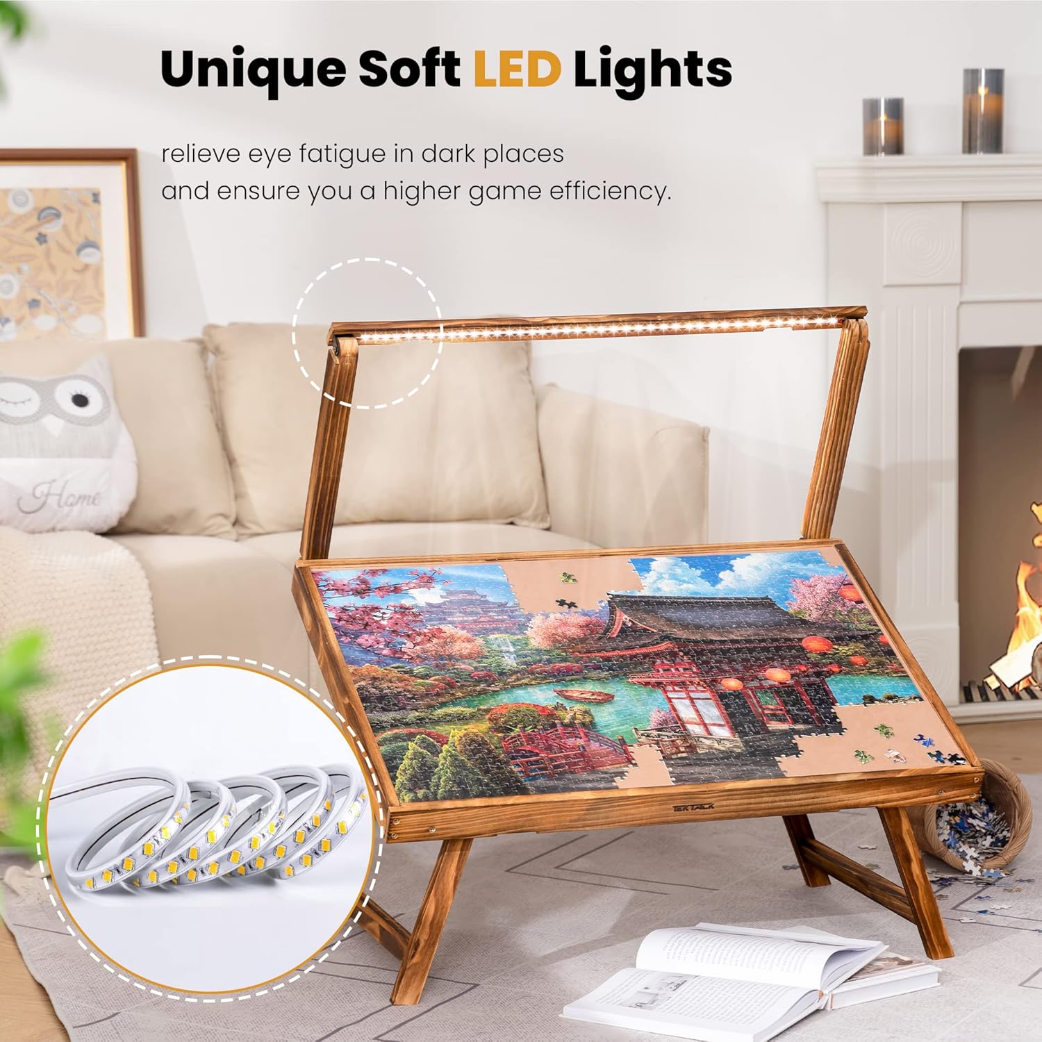 Tektalk Tavolo per Puzzle con Luce LED e Gambe Pieghevoli - immagine 3