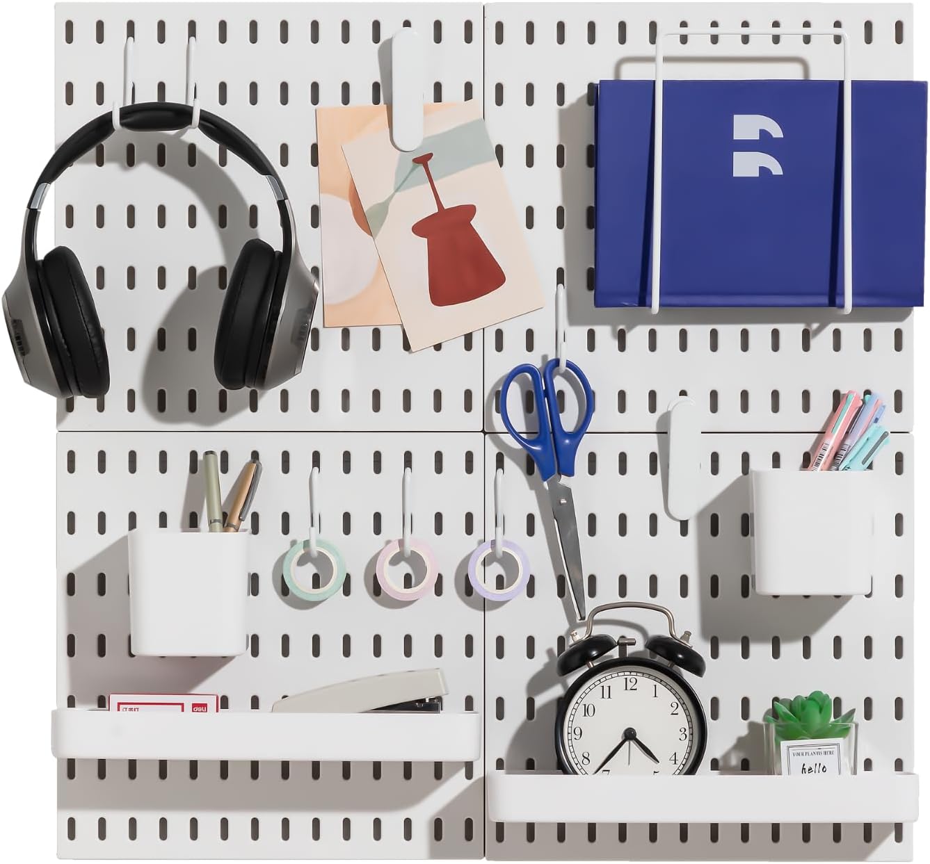 Keepo Set 4 Pegboard e 14 Accessori Modulari, Bianco