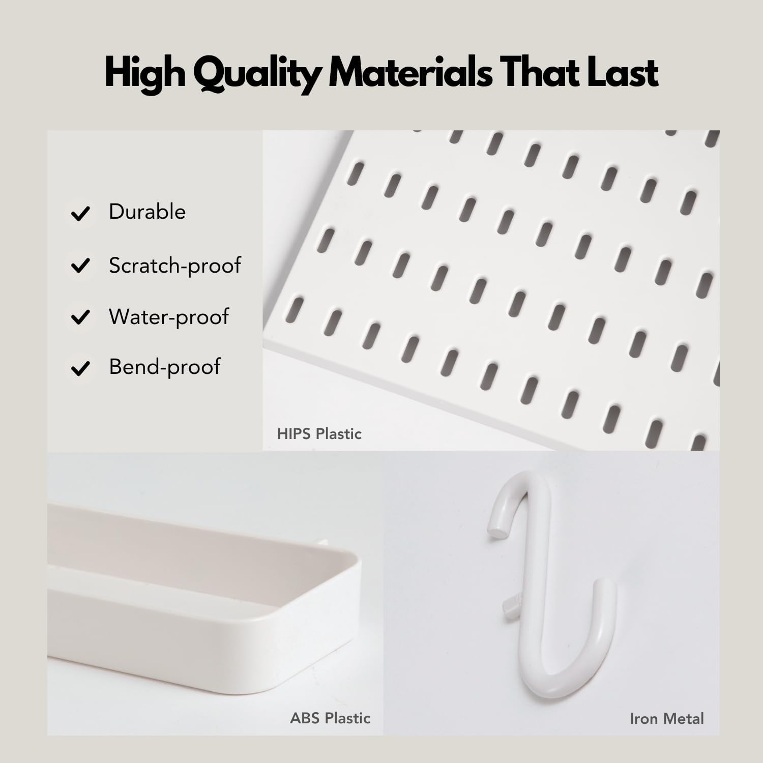 Keepo Set 4 Pegboard e 14 Accessori Modulari, Bianco - immagine 4