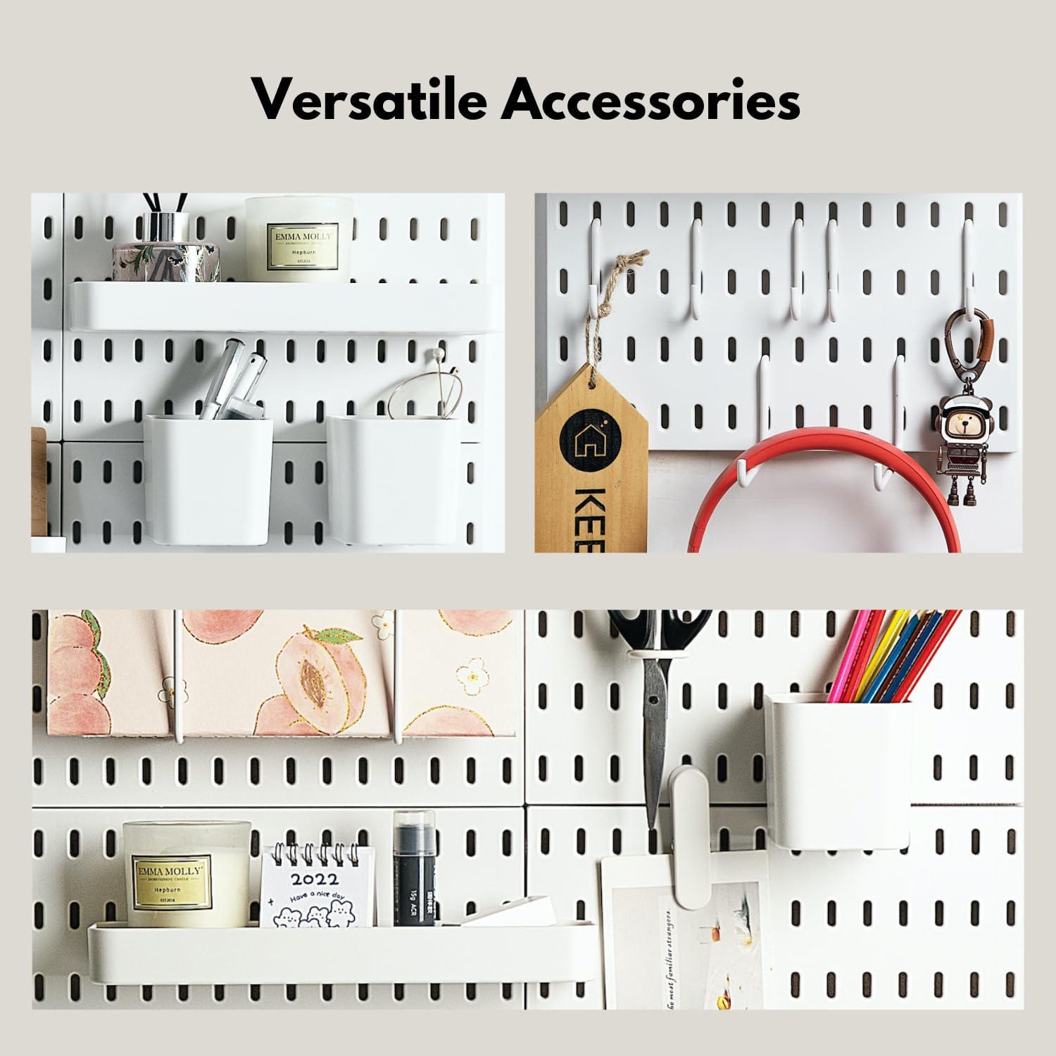 Keepo Set 4 Pegboard e 14 Accessori Modulari, Bianco - immagine 5