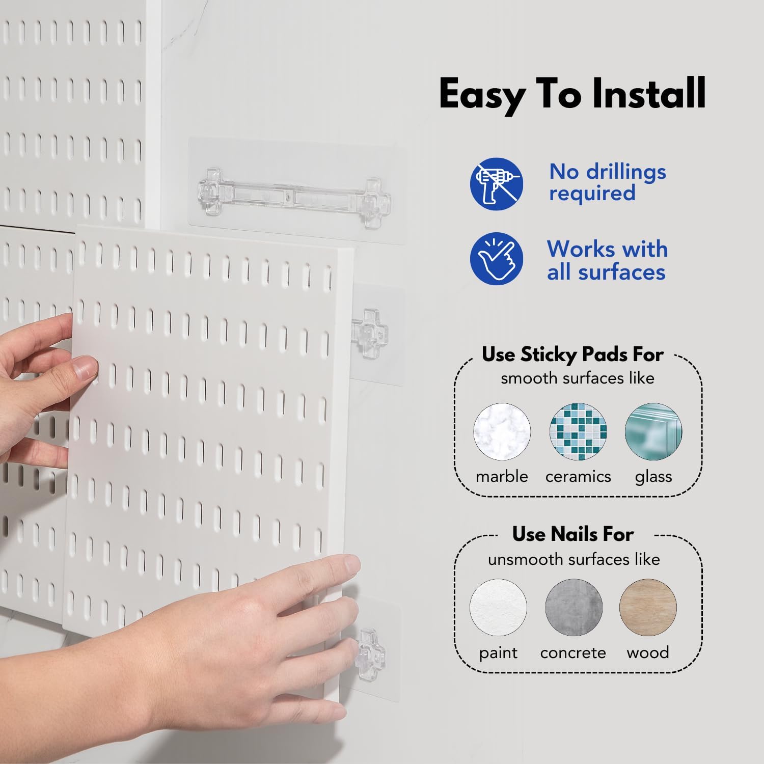 Keepo Set 4 Pegboard e 14 Accessori Modulari, Bianco - immagine 6