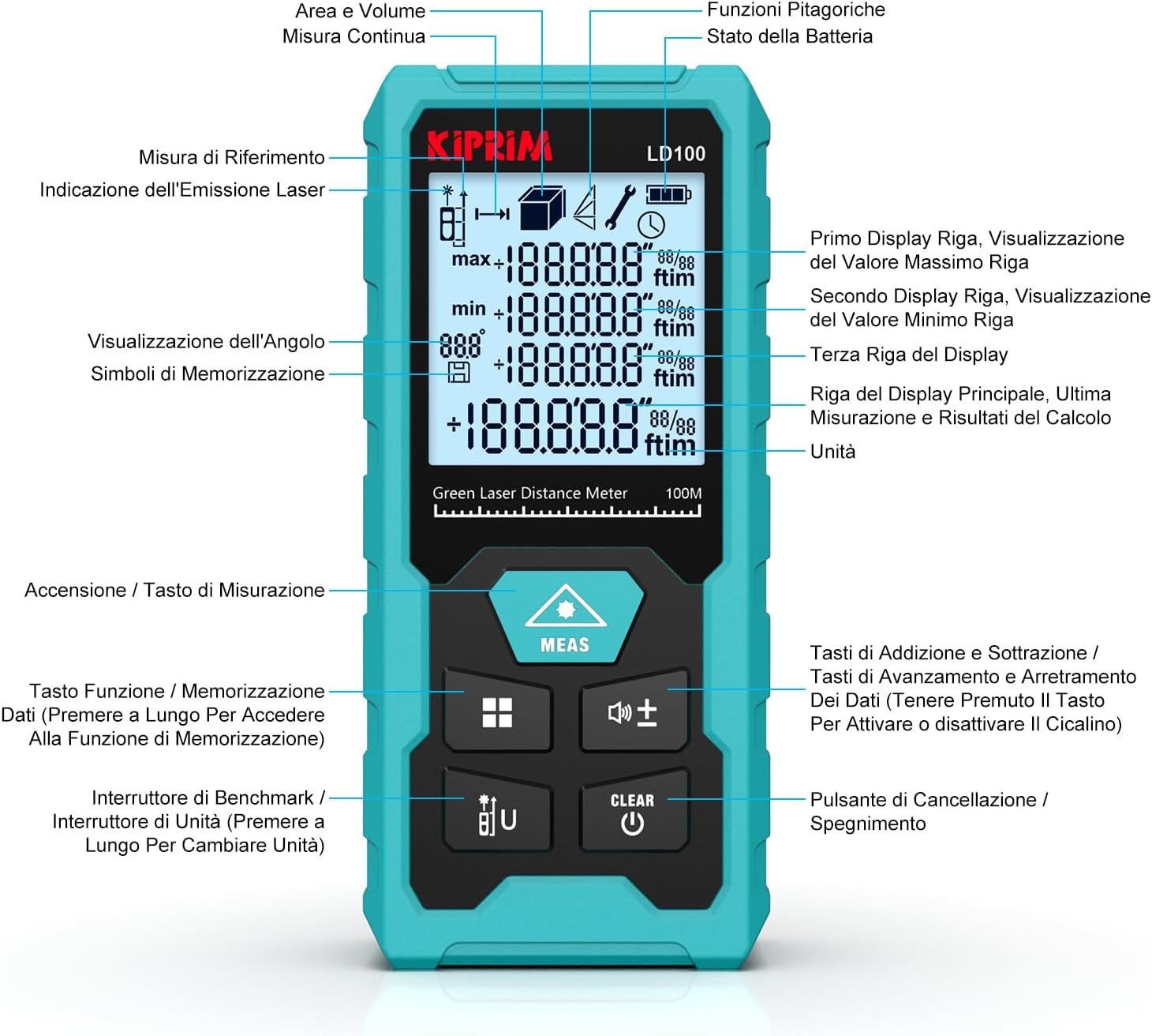 Kiprim Metro Laser Professionale 100m USB-C - immagine 2