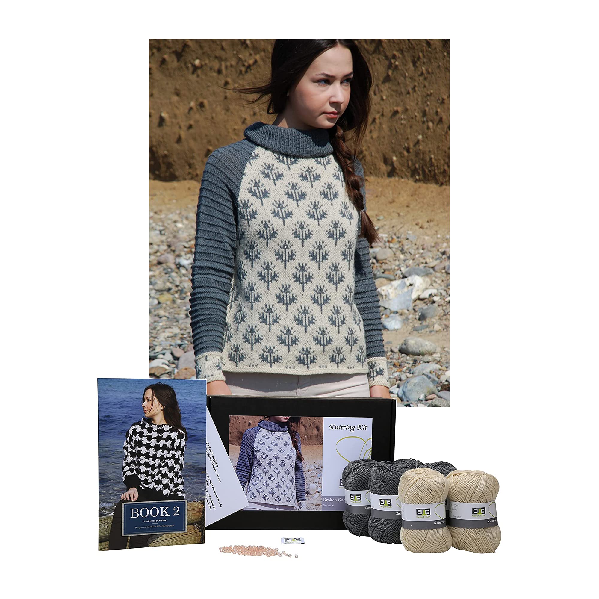 Broken Fiocchi Knitting Kit, Grigio/Bianco, Medium/Large, Confezione da 13