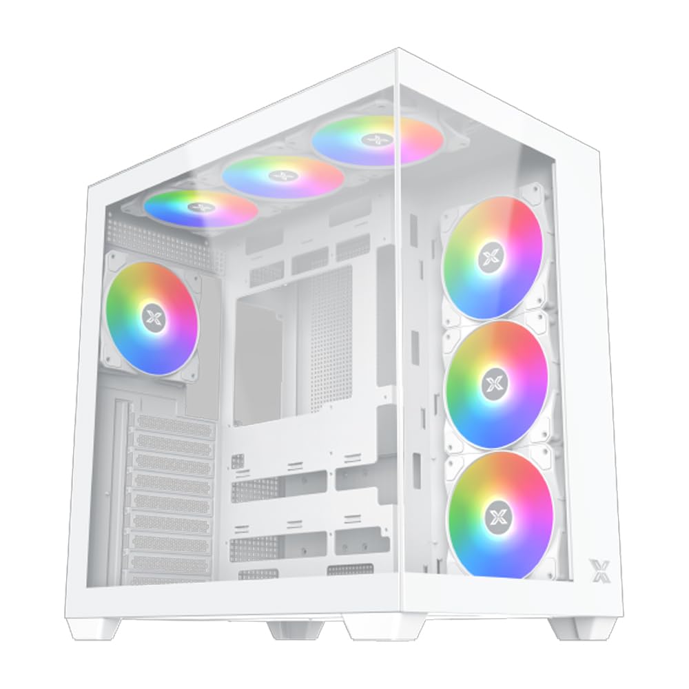 Xigmatek Aqua V Aria RGB - Case ATX con Pannelli in Vetro, Bianco