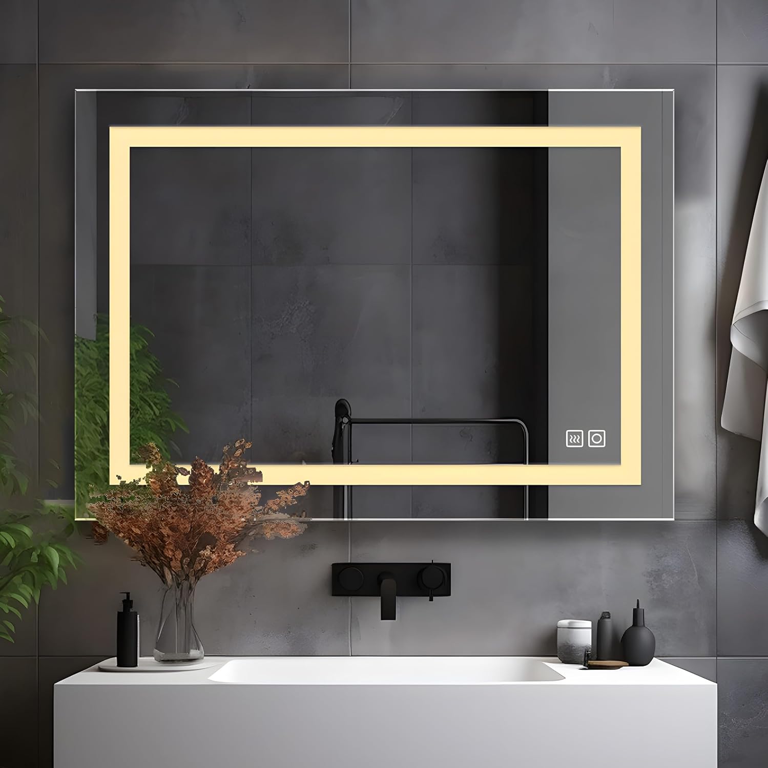 Lisa Specchio da Bagno a LED 80x60 cm con Illuminazione