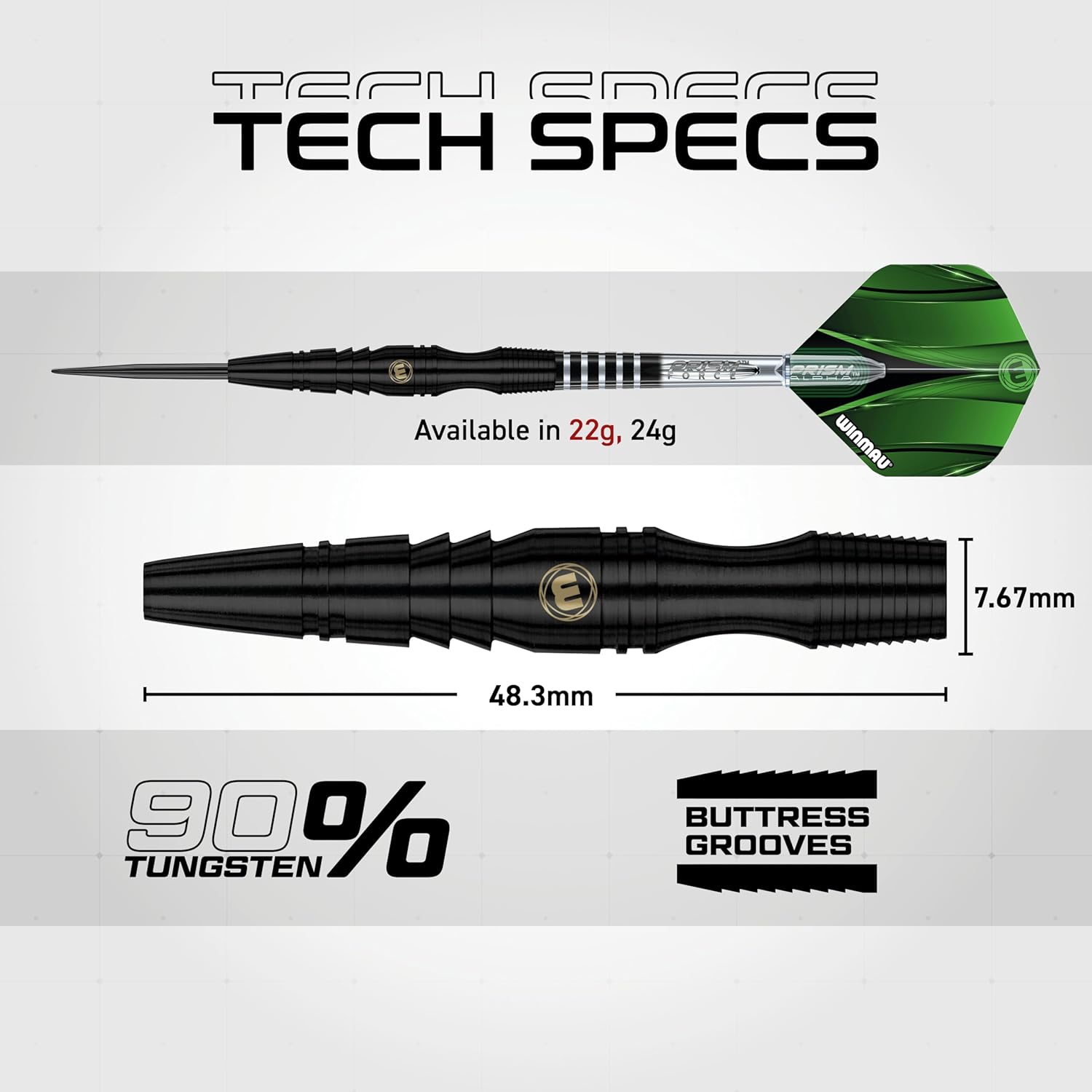 Winmau Sniper Black - Set Freccette Professionali 22g - immagine 4