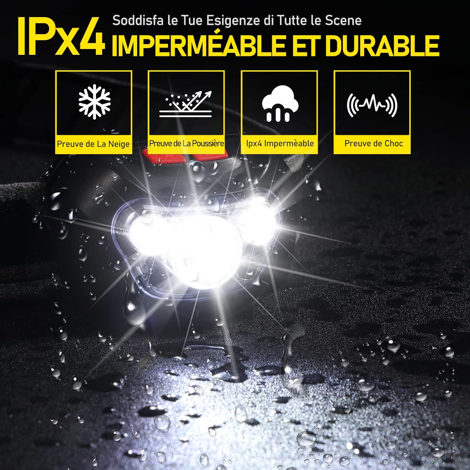 Vinabo Lampada Frontale LED 500 Lumen - immagine 4