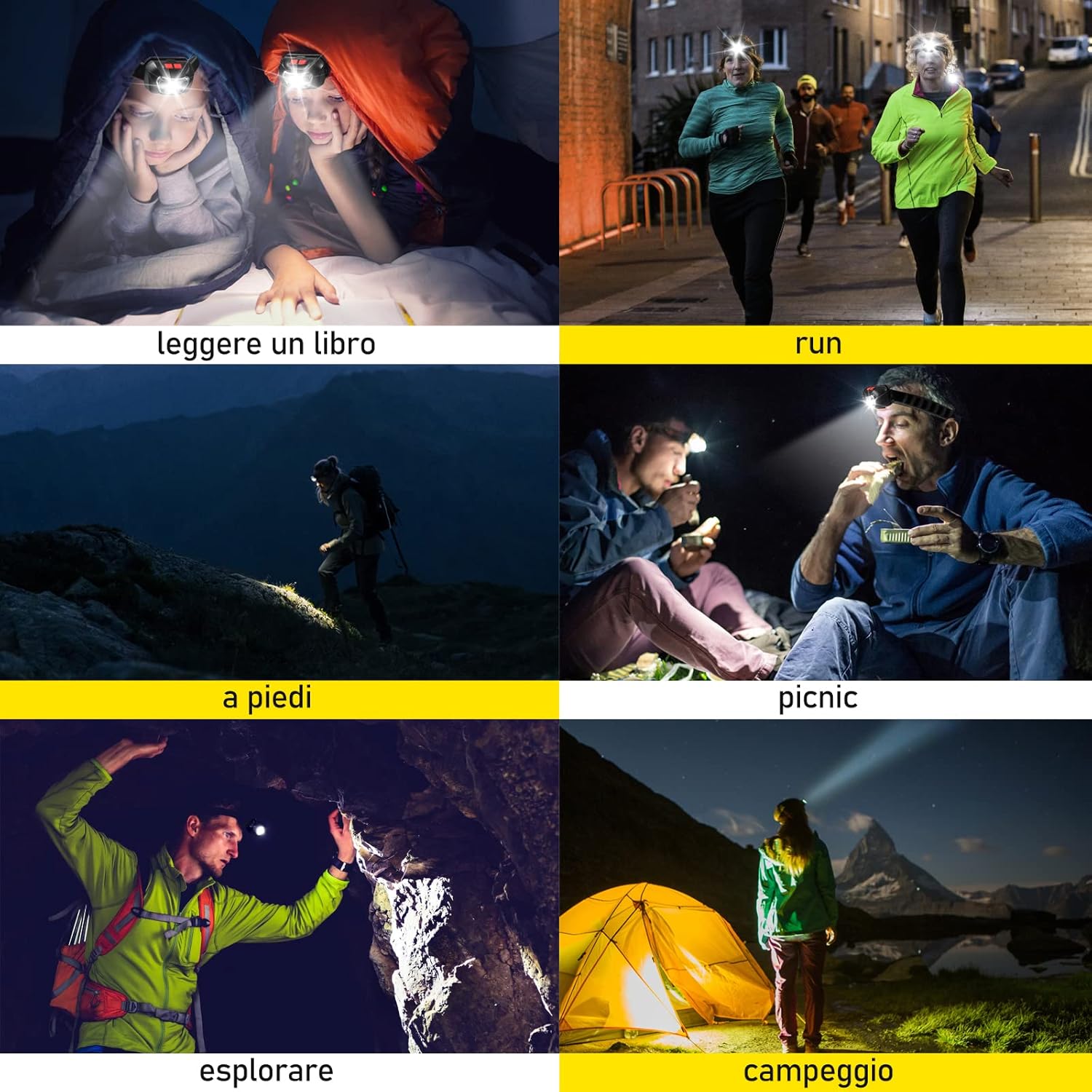 Vinabo Lampada Frontale LED 500 Lumen - immagine 6