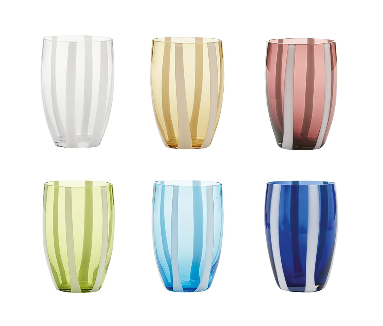 Zafferano Gessato Tumbler Set 6 Bicchieri Acqua Colori Vari