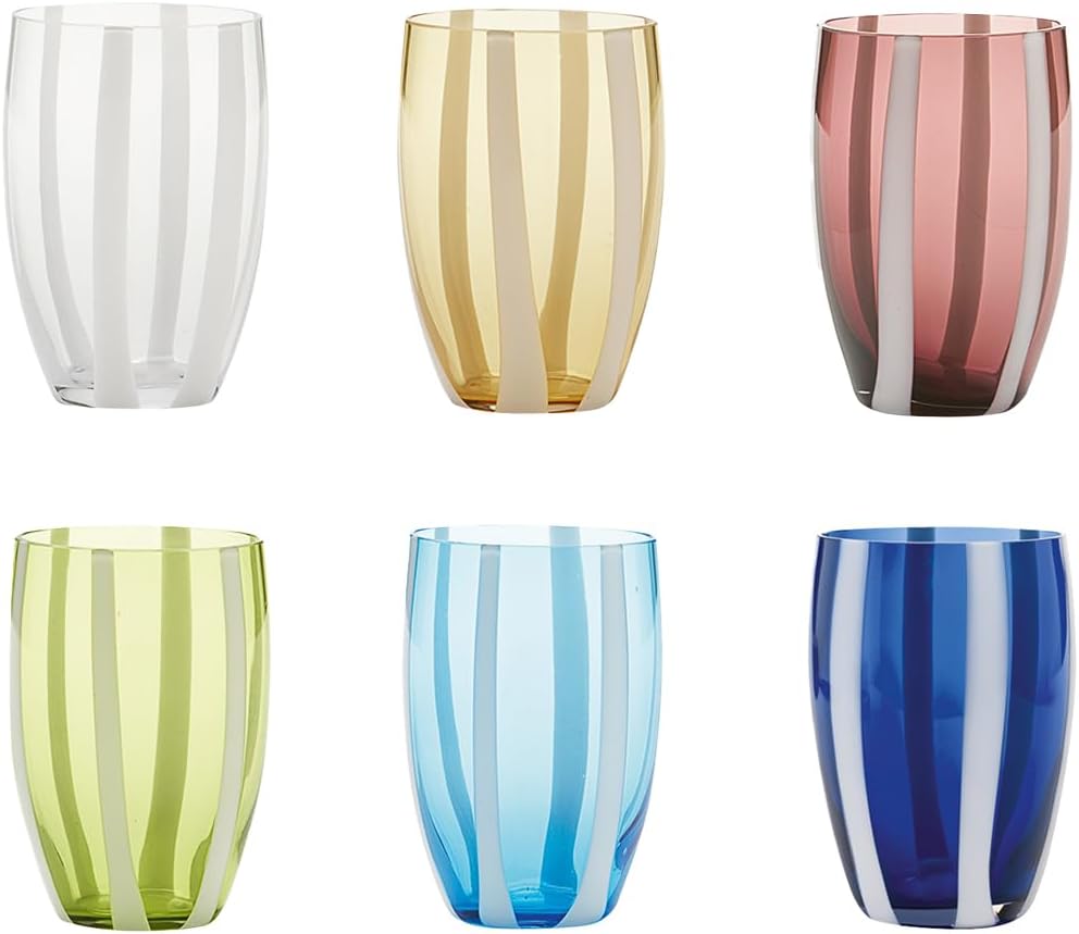 Zafferano Gessato Tumbler Set 6 Bicchieri Acqua Colori Vari - immagine 1