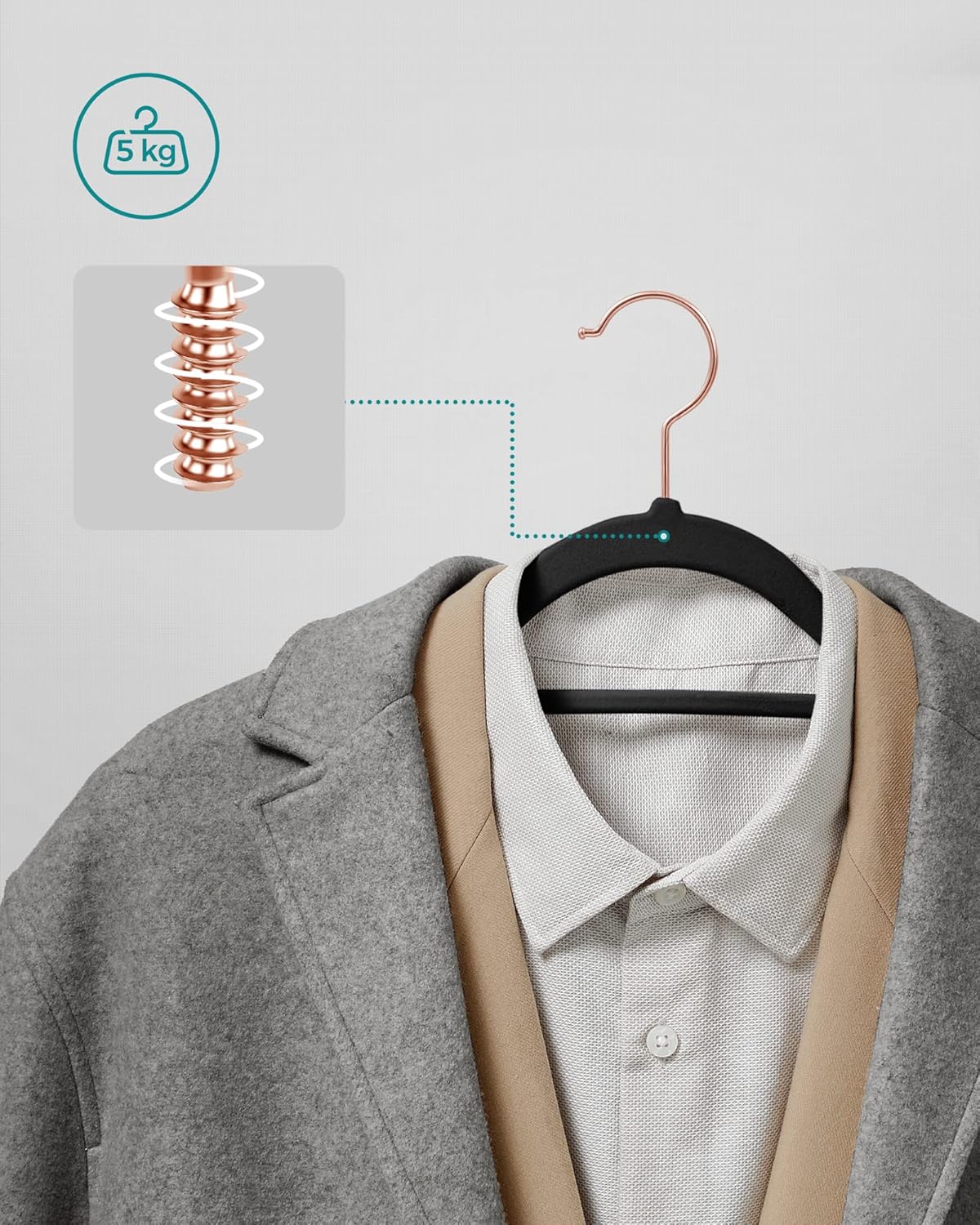 Songmics Grucce Appendiabiti in Velluto 50 Pezzi - immagine 4