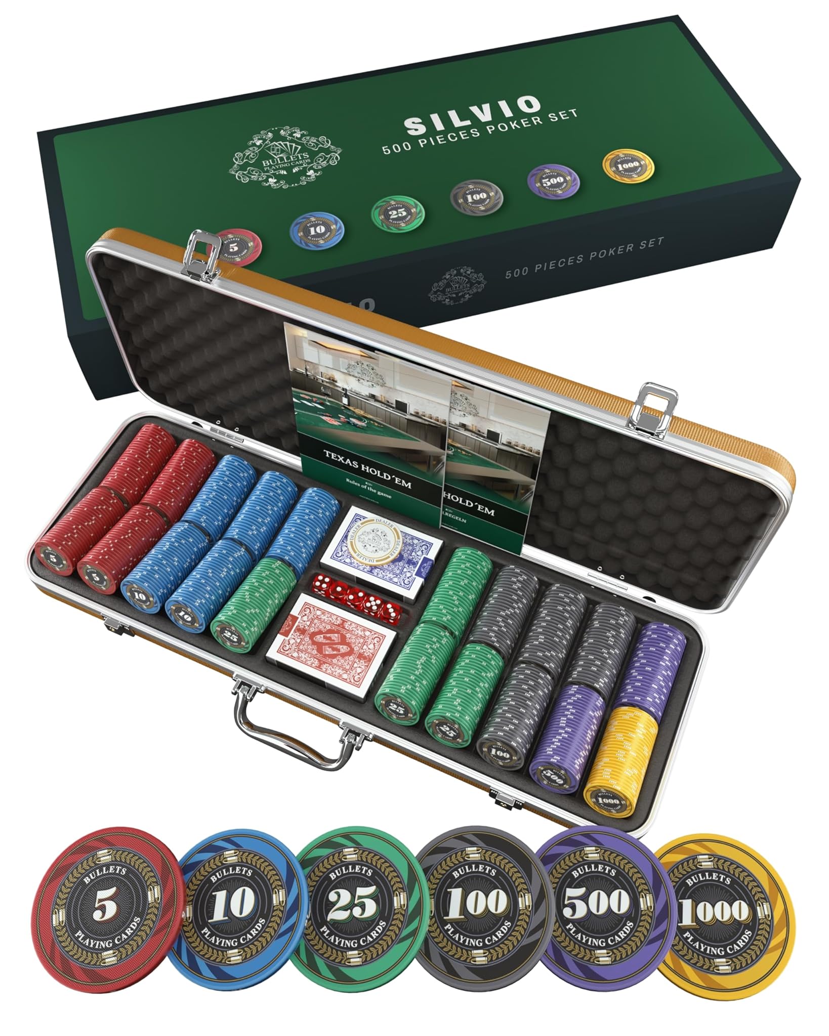 Bullets Playing Cards - Valigetta Poker Silvio 500 Chip
