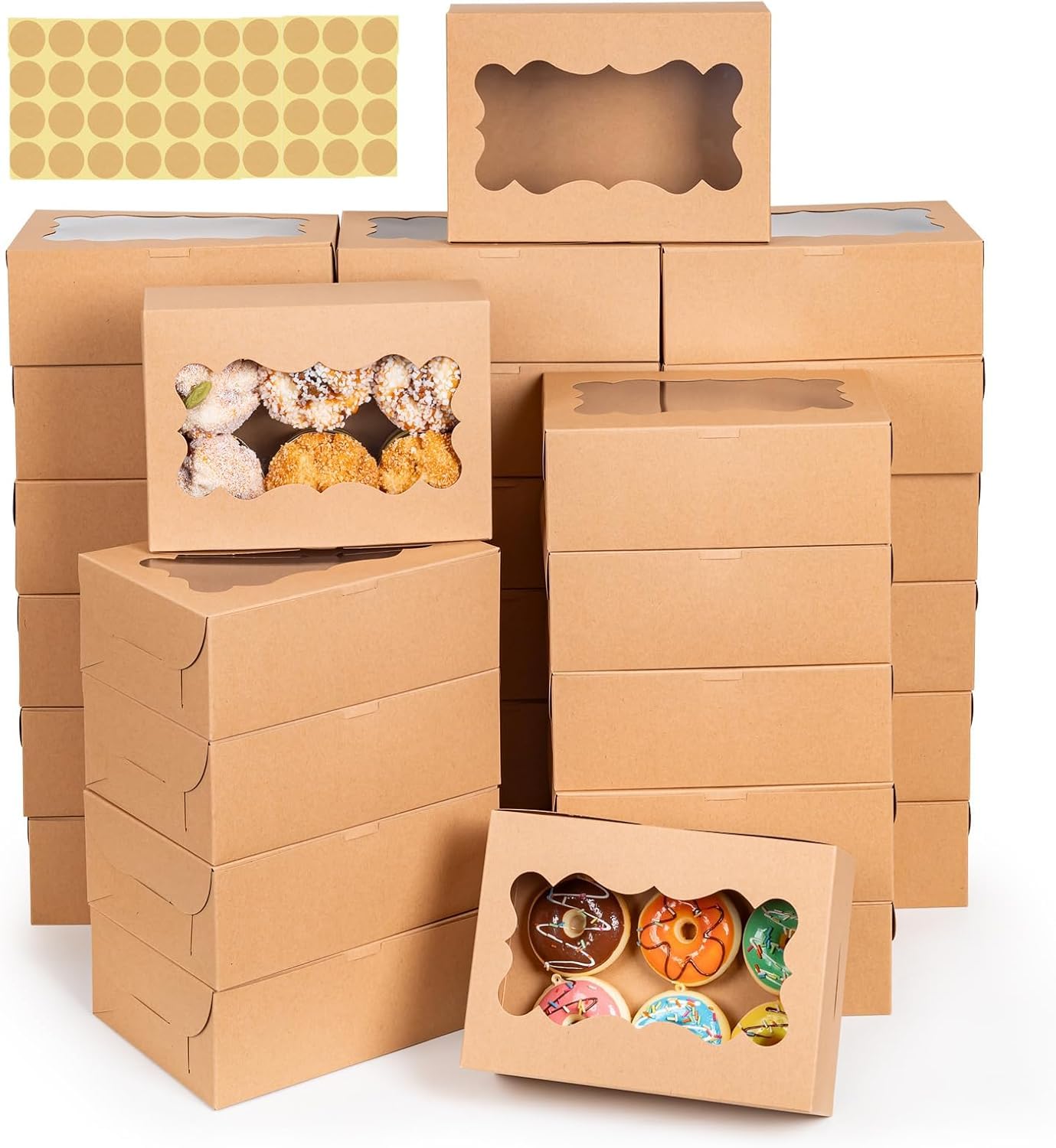 30 Scatole per Dolci con Finestra Trasparente 20x15x7,6cm