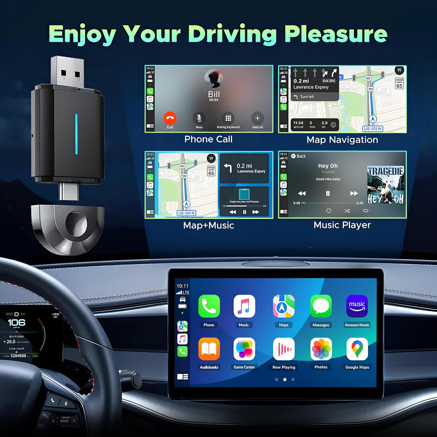 Adattatore Wireless 2 in 1 CarPlay e Android Auto - immagine 3