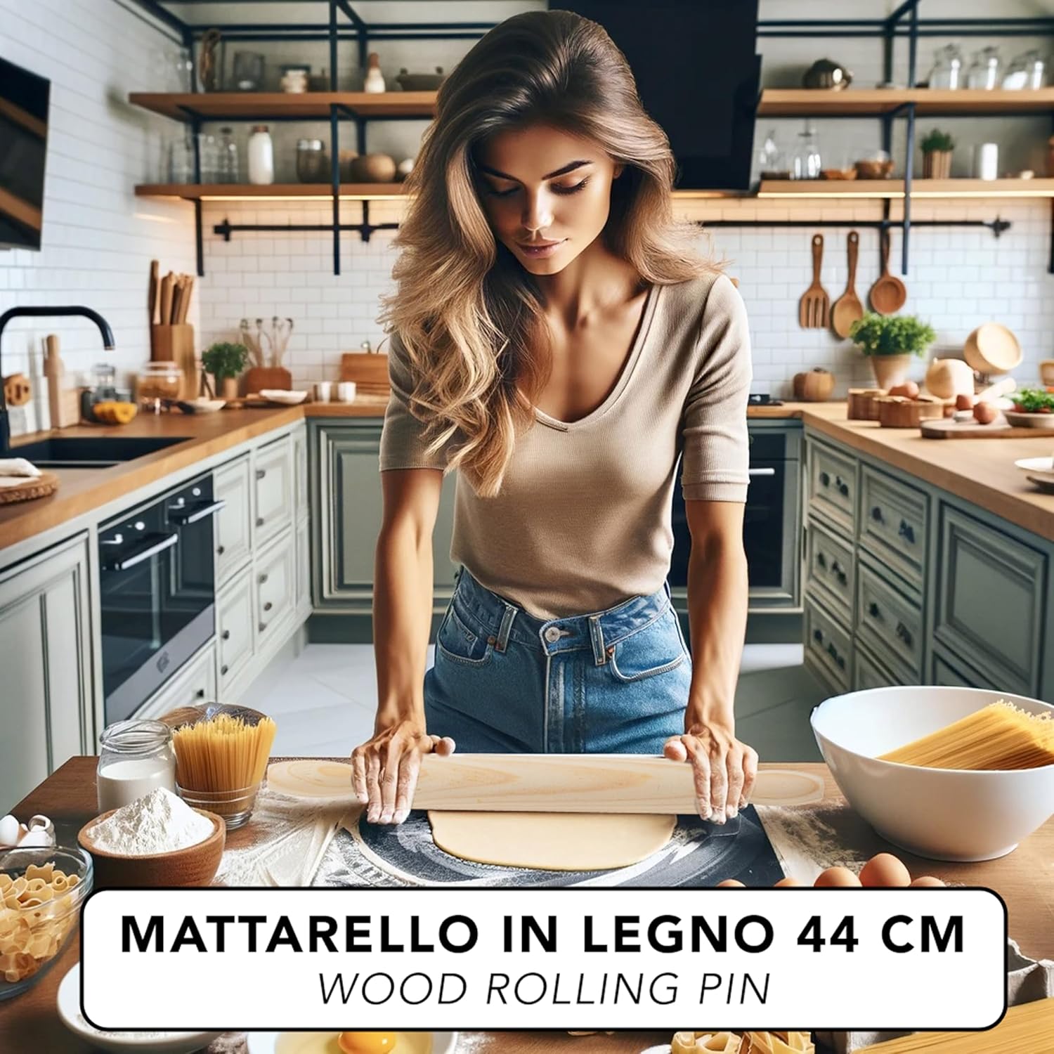 Ipea Mattarello in Legno con Manici 40x4cm - immagine 2