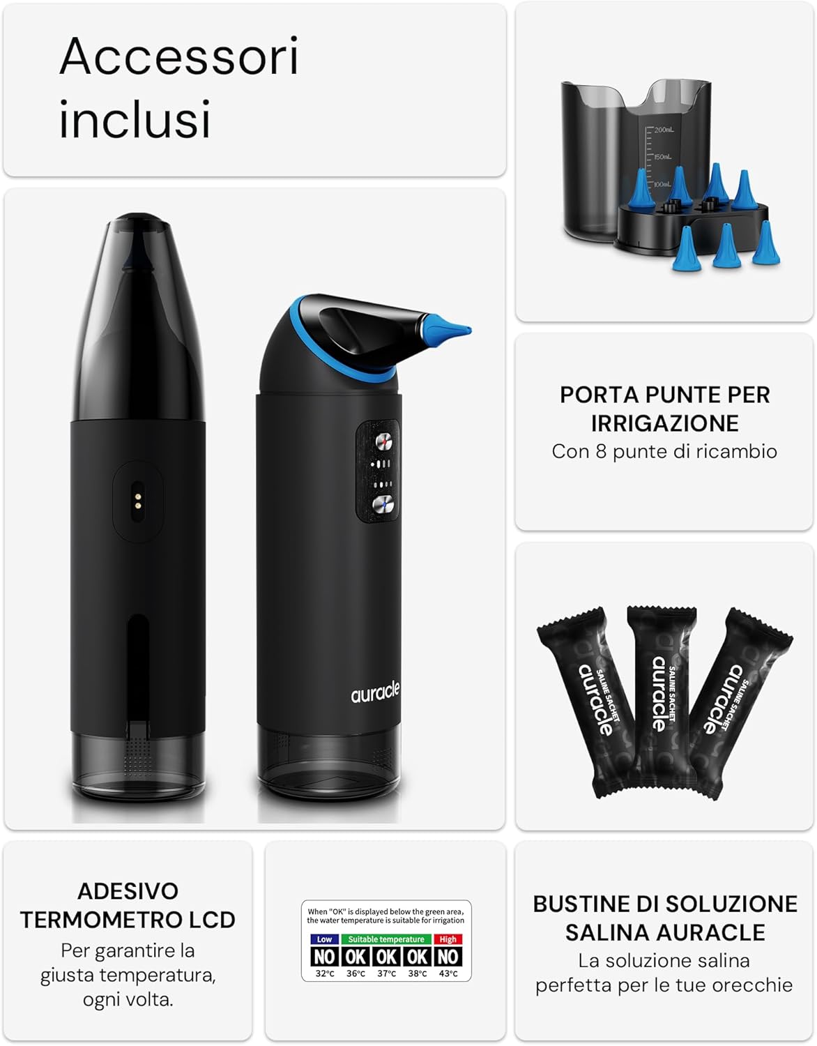 Auracle Pulizia Orecchie Elettrico 360°, Blu - immagine 3