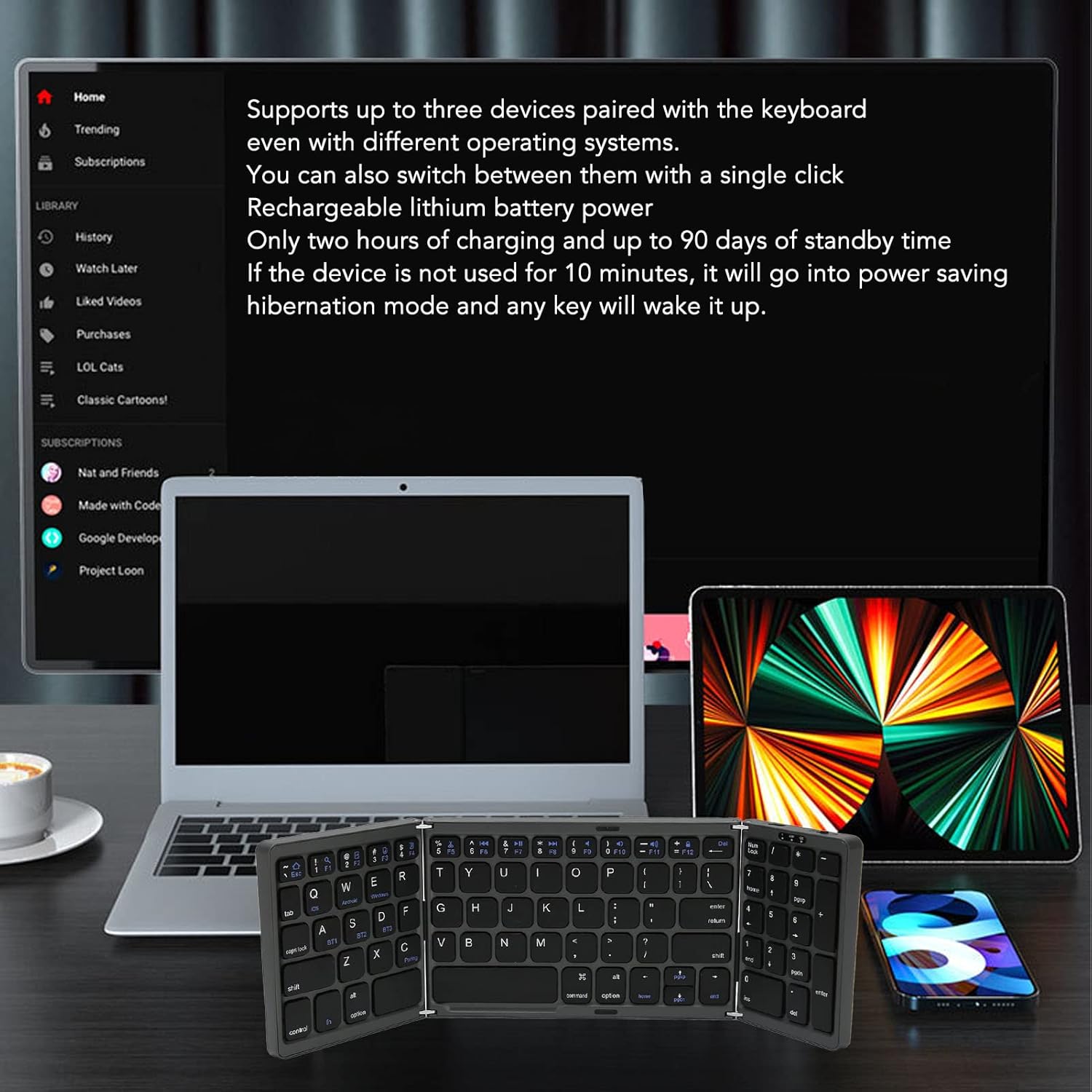 Vbestlife Tastiera Bluetooth Pieghevole 81 Tasti - immagine 6