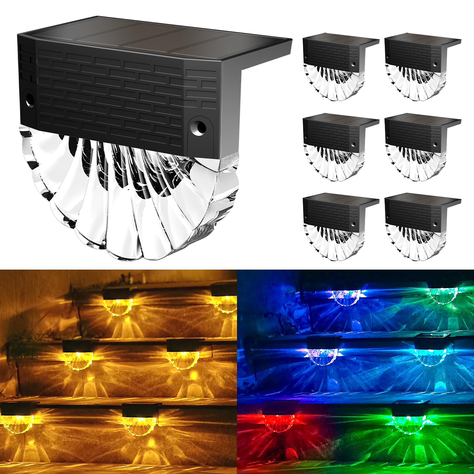 Fiflying Luci Solari da Giardino 6 Pezzi, Bianco Caldo/RGB