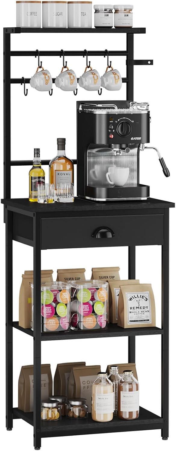 Ymyny Scaffale da Cucina in Legno a 5 Livelli, Nero - immagine 1