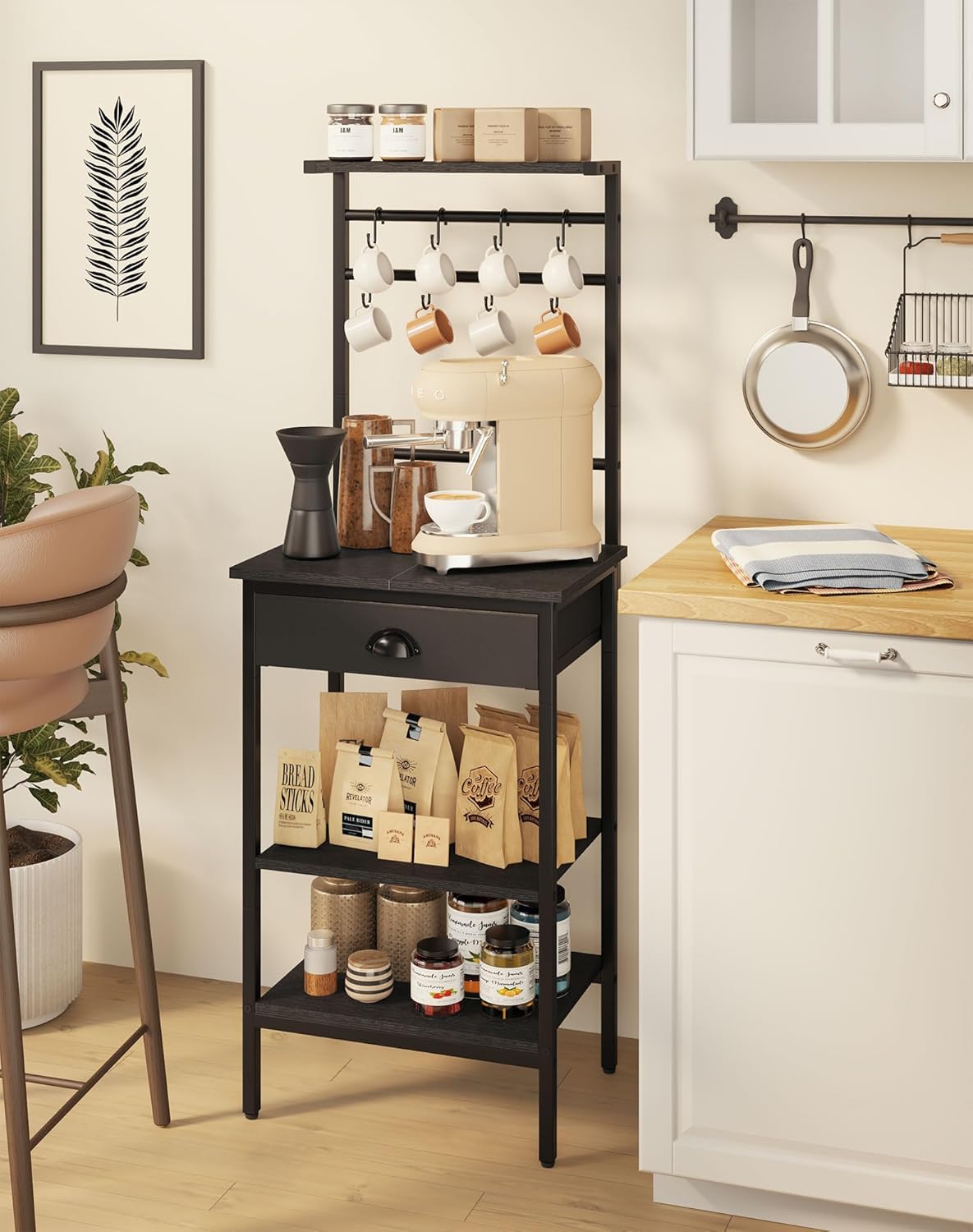 Ymyny Scaffale da Cucina in Legno a 5 Livelli, Nero - immagine 2