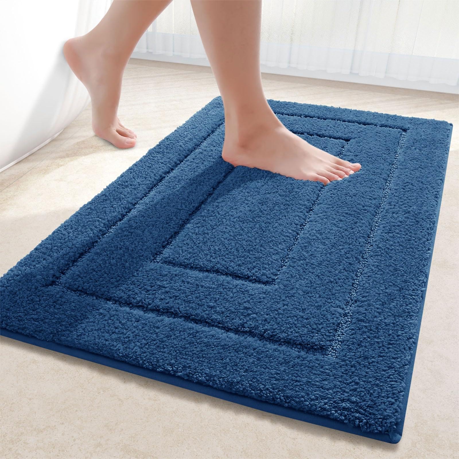 Homaxy Tappeto Bagno Microfibra 60x120cm, Blu Marino