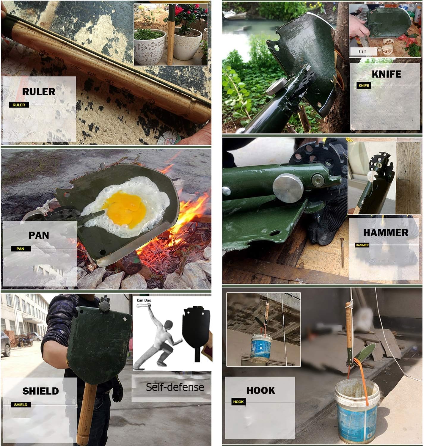 Pala da Campeggio Pieghevole Militare 18 in 1 - immagine 3