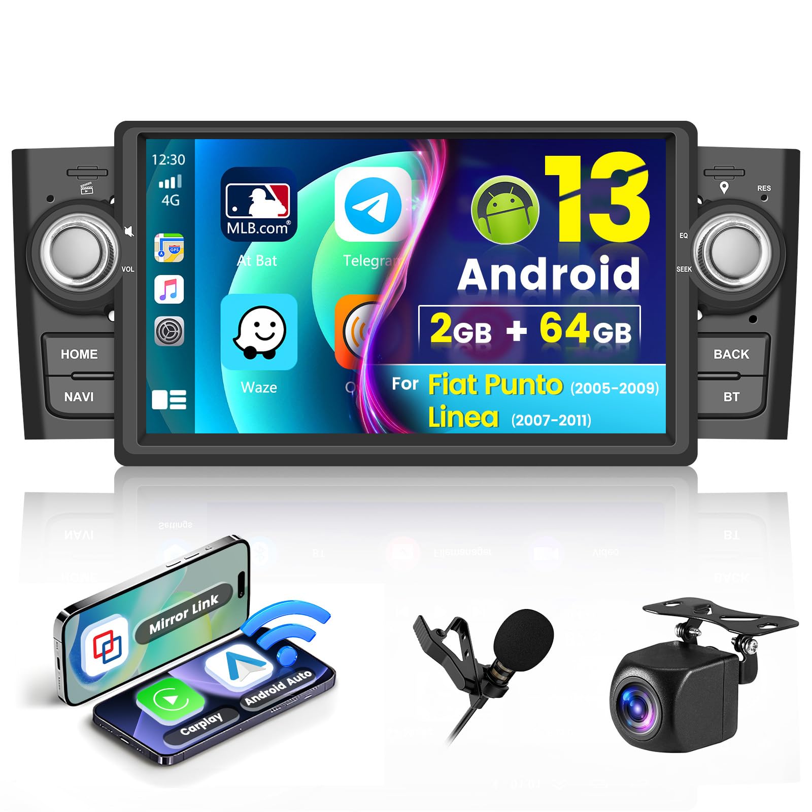 Hikity Android 13 Autoradio 7" per FIAT Punto/Linea