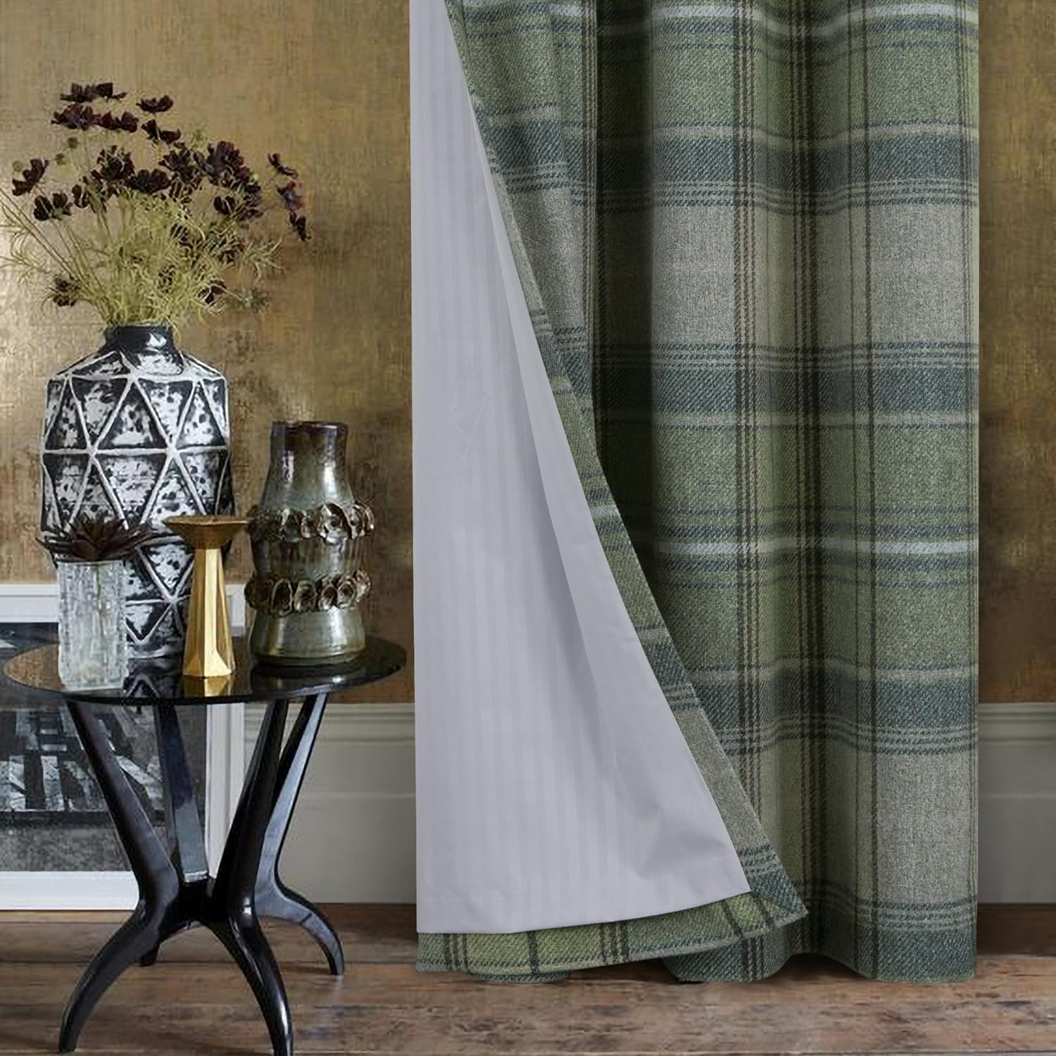 Always4u Tenda a Quadretti 100% Oscurante, Grigio Verde - immagine 5