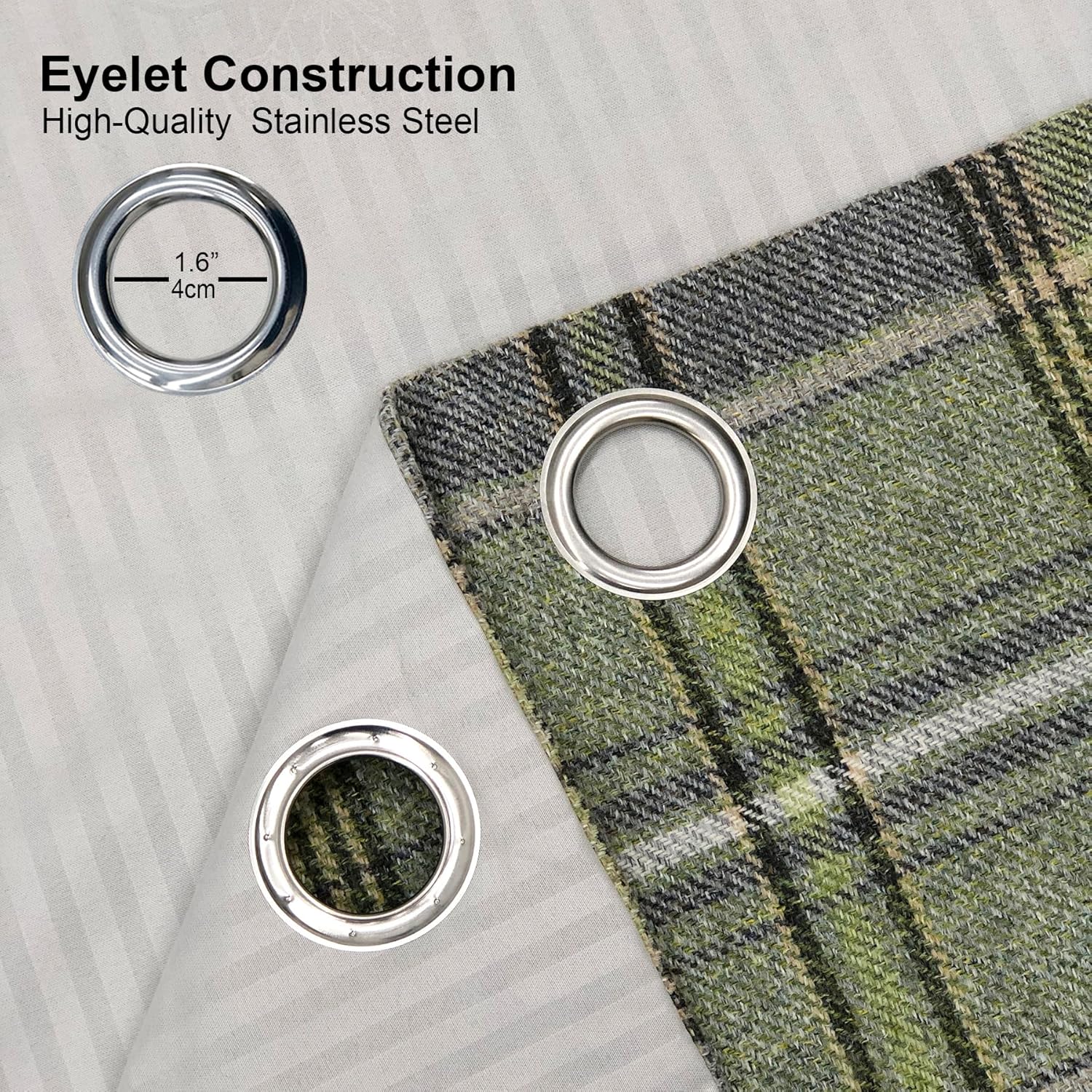 Always4u Tenda a Quadretti 100% Oscurante, Grigio Verde - immagine 6