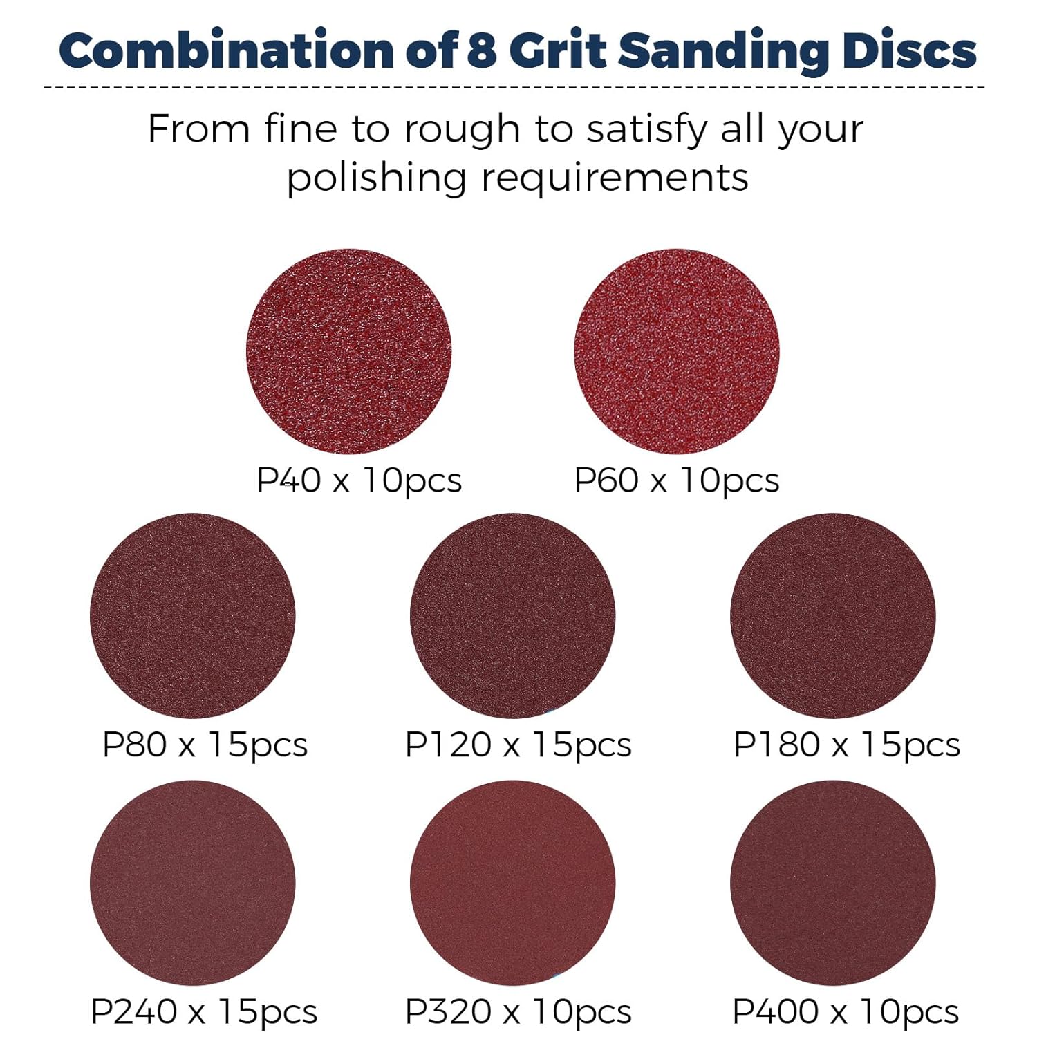 100 Pezzi Dischi Abrasivi 125mm 8 Fori - immagine 2