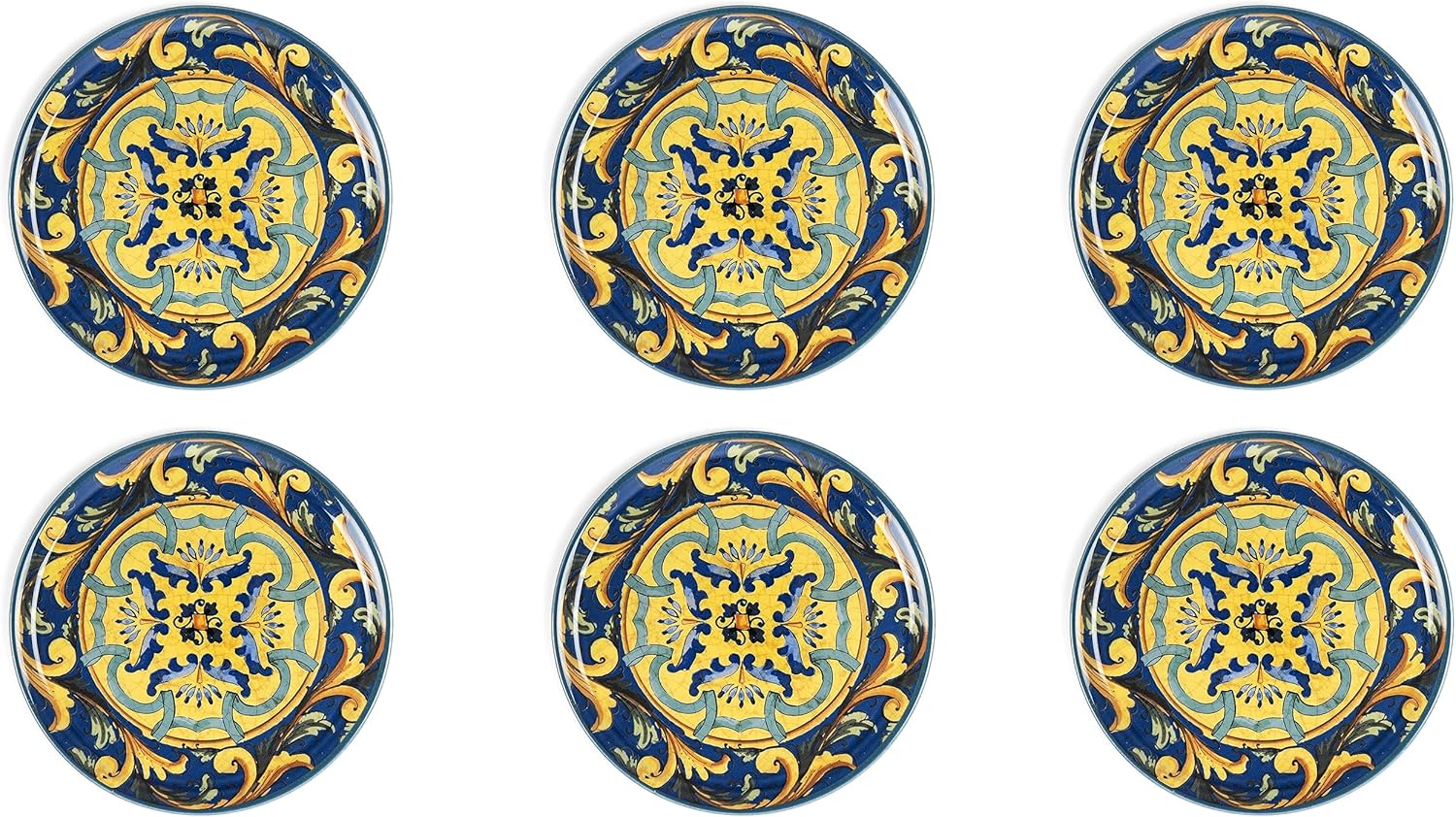 Excelsa Trinacria Set 6 Piatti Pizza, Porcellana, Diametro 31,5 Cm.