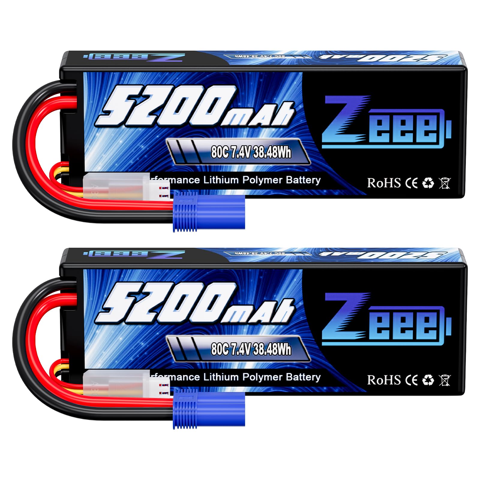 Zeee 2S Lipo Batteria 7.4V 80C 5200mAh Hardcase (2 pezzi)