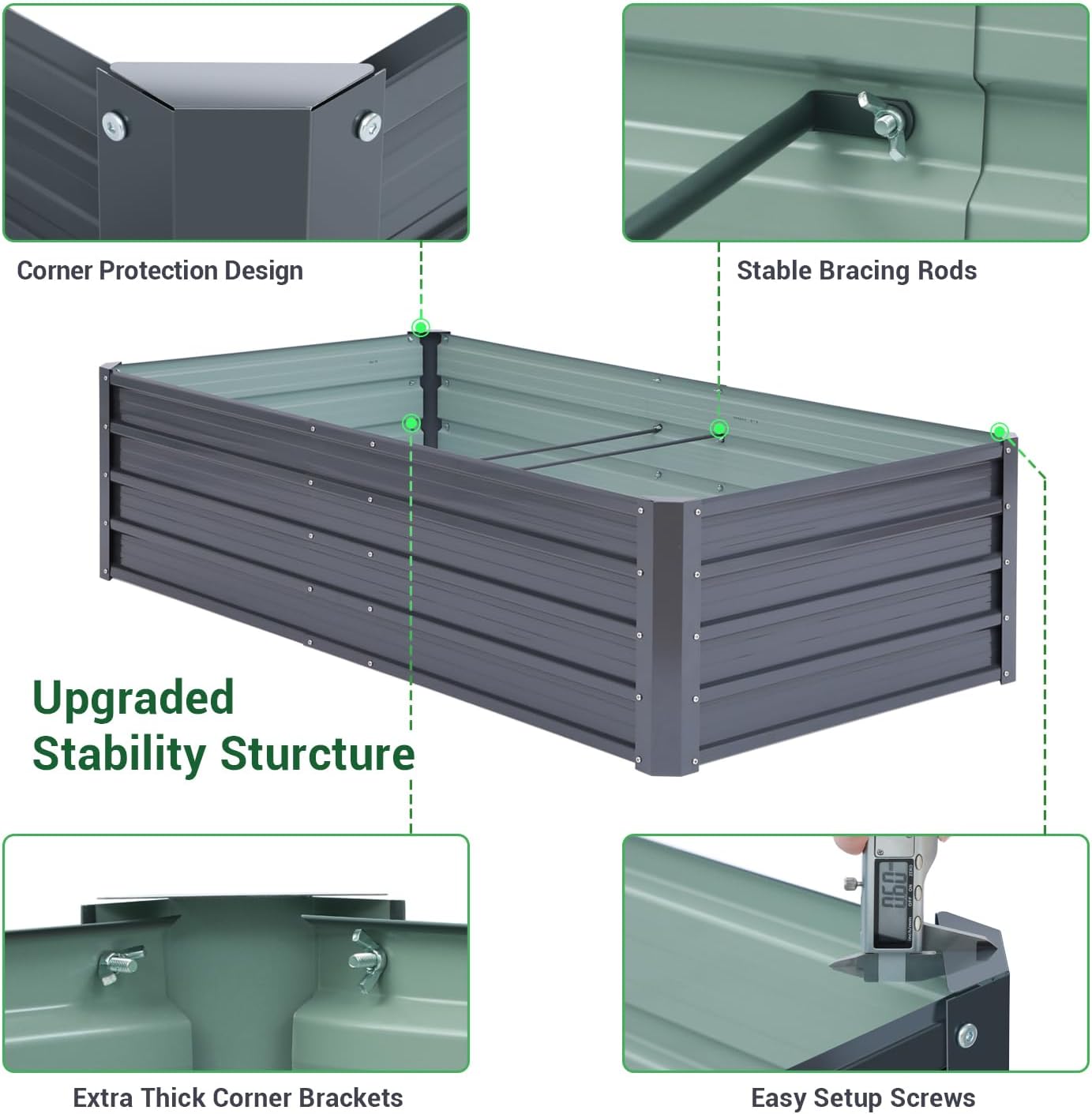 Ohuhu Fioriera Rialzata in Metallo per Esterni 1,8x0,9x5,8m - immagine 6