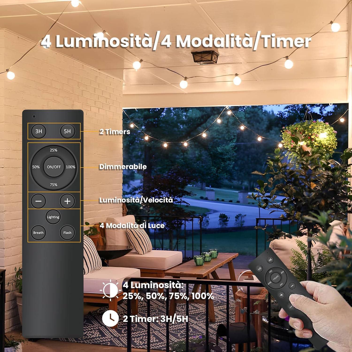 Yuusei Catene Luminose Esterno 45M con Telecomando - immagine 3