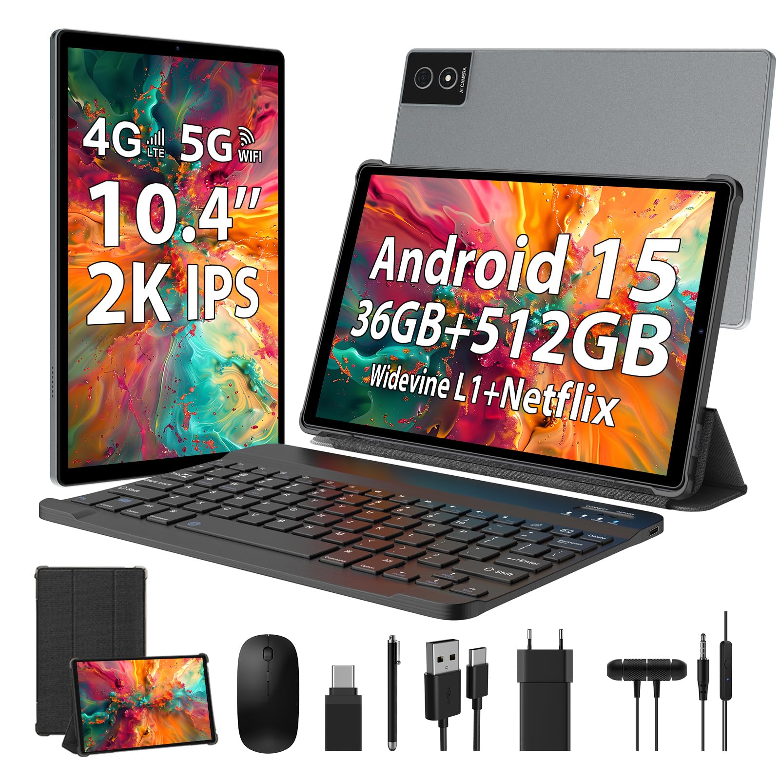 Tablet Android 15 da 10.4 Pollici 4G LTE e 5G WiFi