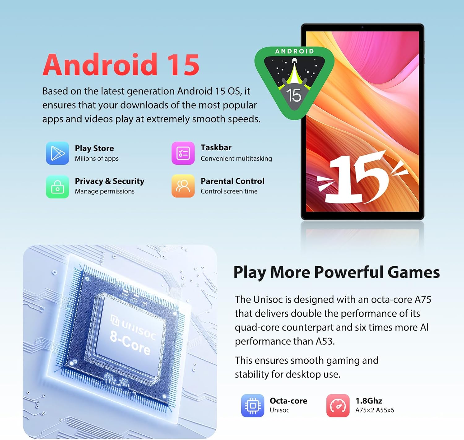 Tablet Android 15 da 10.4 Pollici 4G LTE e 5G WiFi - immagine 4